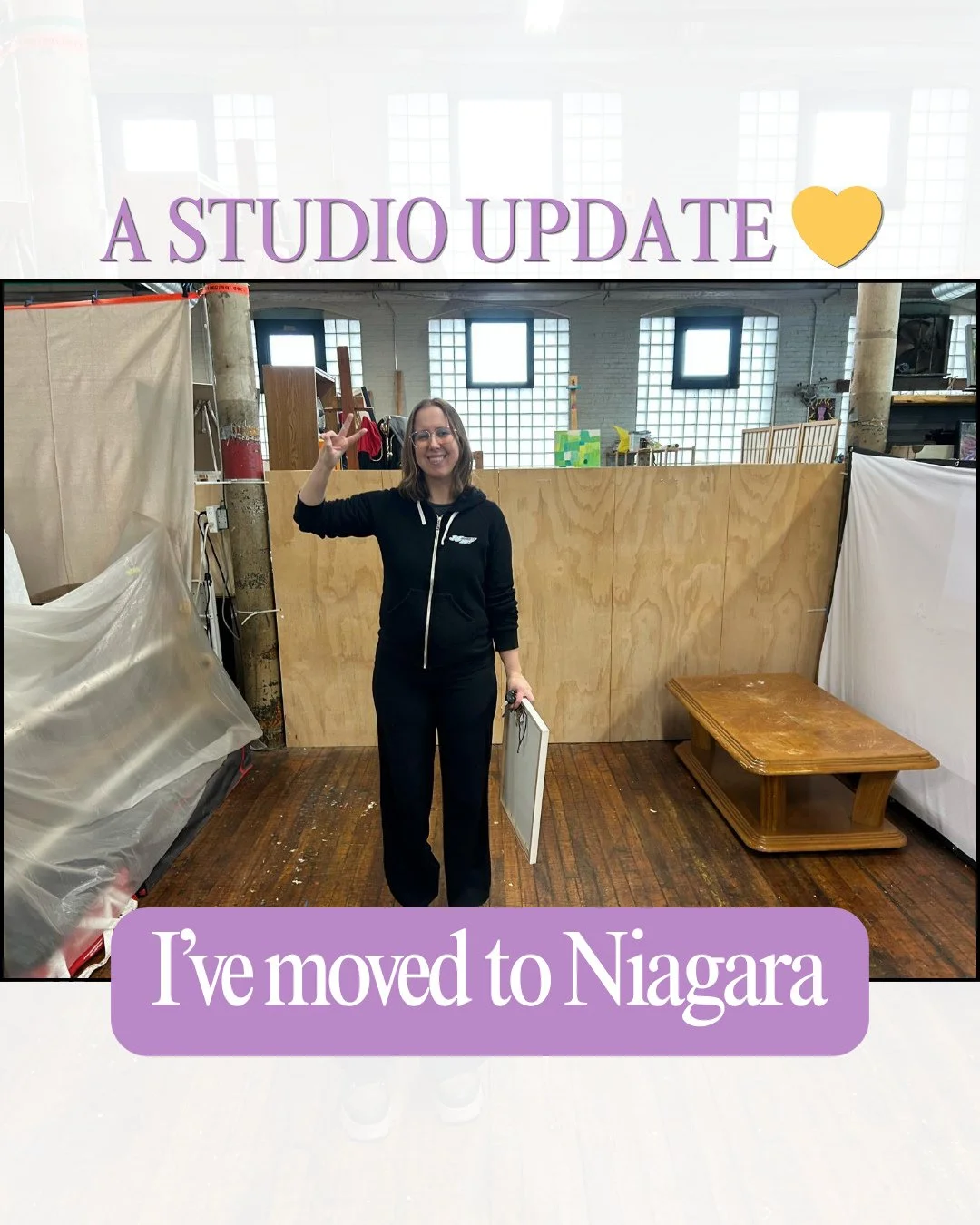 A little studio update 💛⁠
⁠
I&rsquo;ve said goodbye for now to The Cotton Factory as my studio home base.⁠
⁠
That space held such an important chapter of my art practice, and I&rsquo;m deeply grateful for the memories, the creative energy, the shows