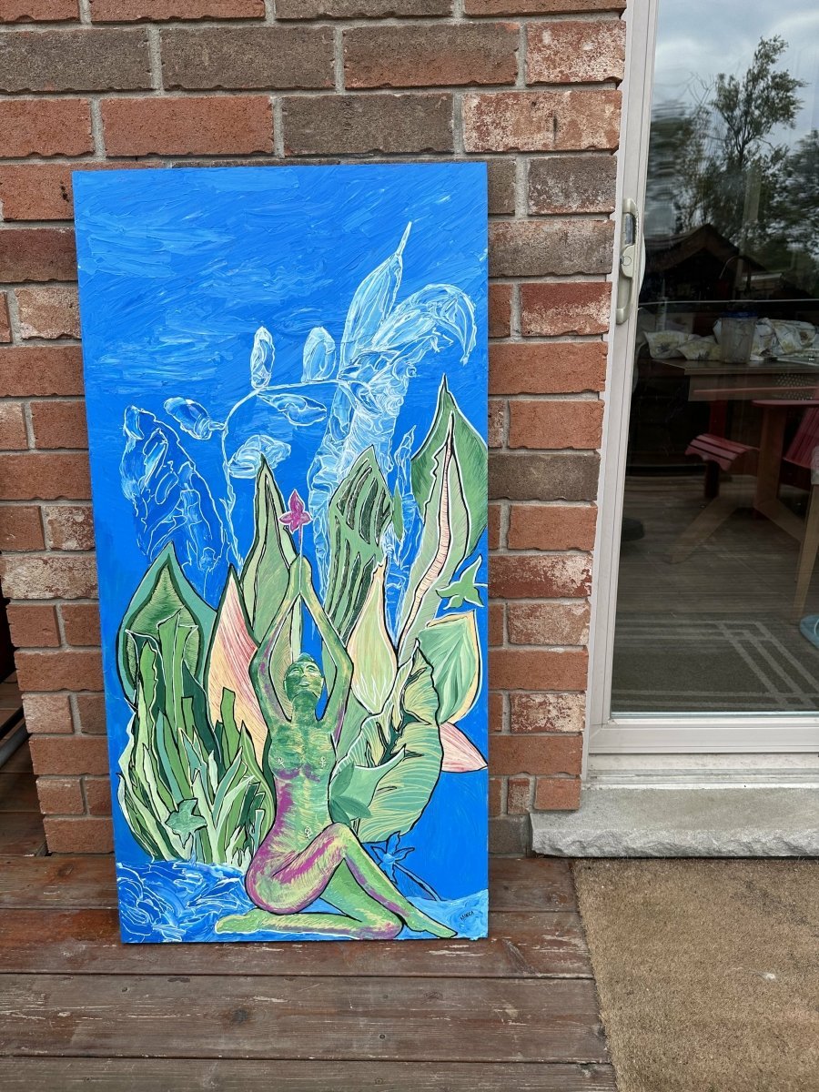 Blue Green Acrylic Painting On Wood Panel.jpeg