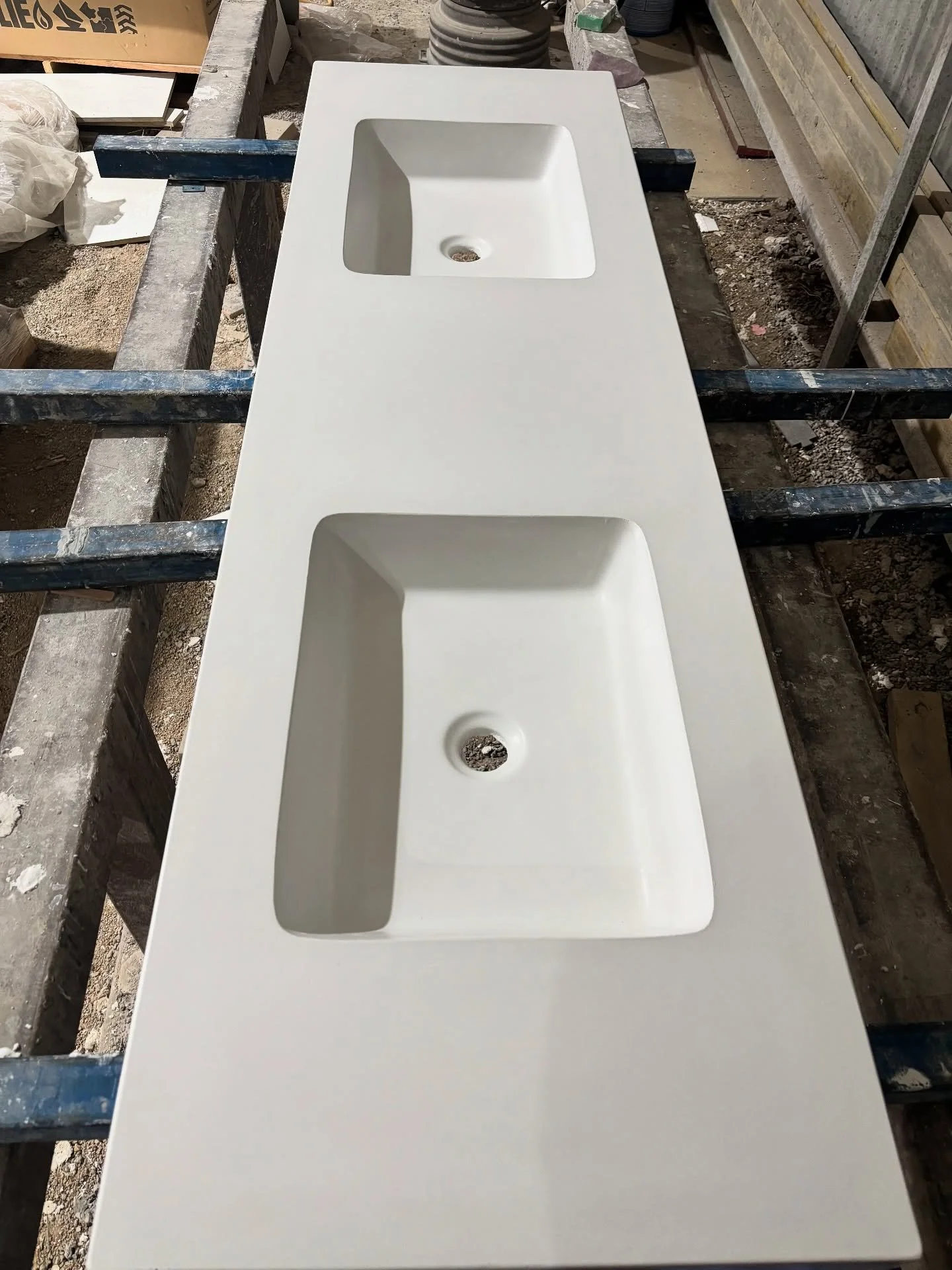 Vanities in the shed this week, one mini and one single. All in the colour Arctic. Ready for Monday install.