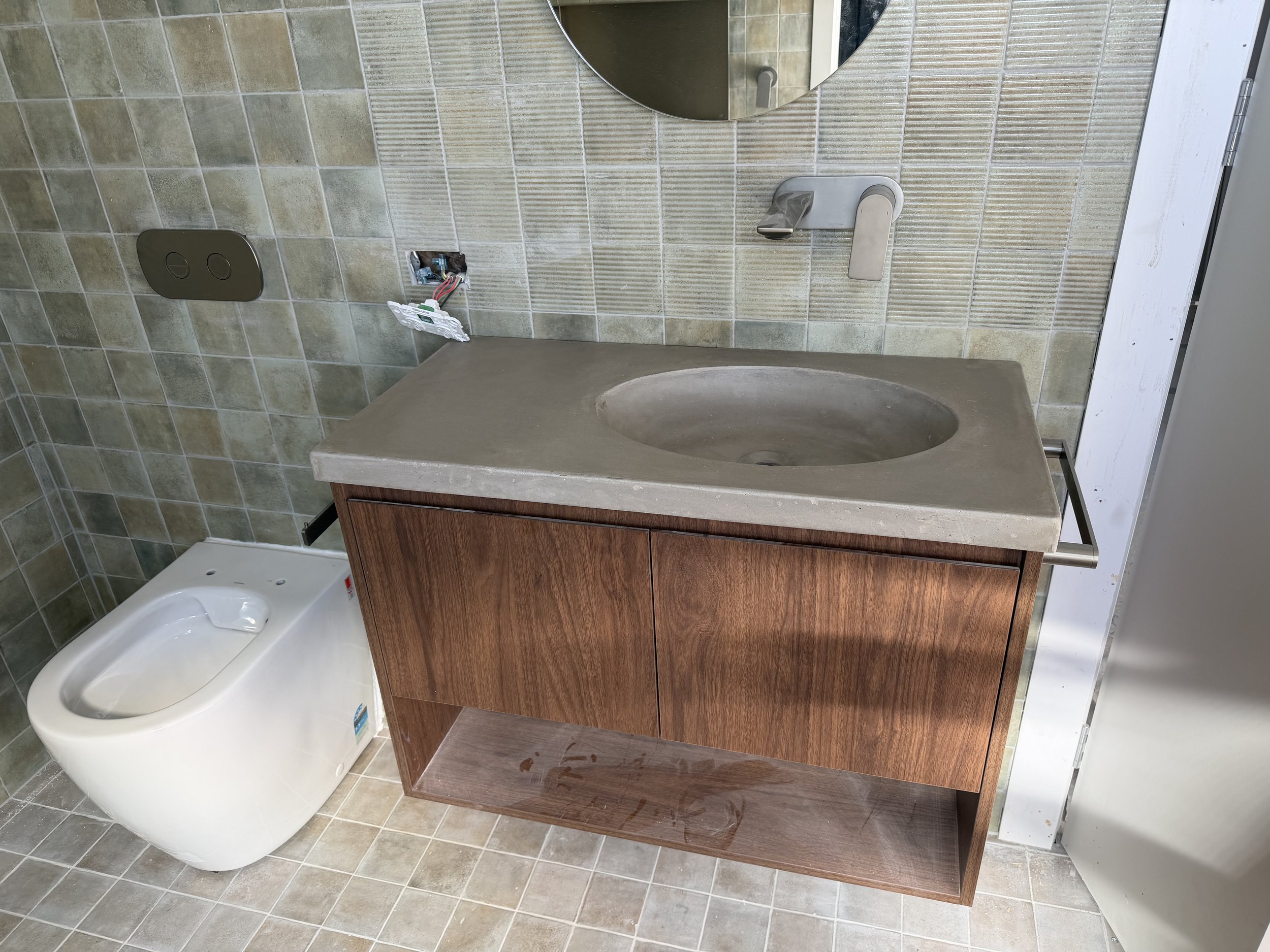 Oval Concrete Integrated Vanity Top.