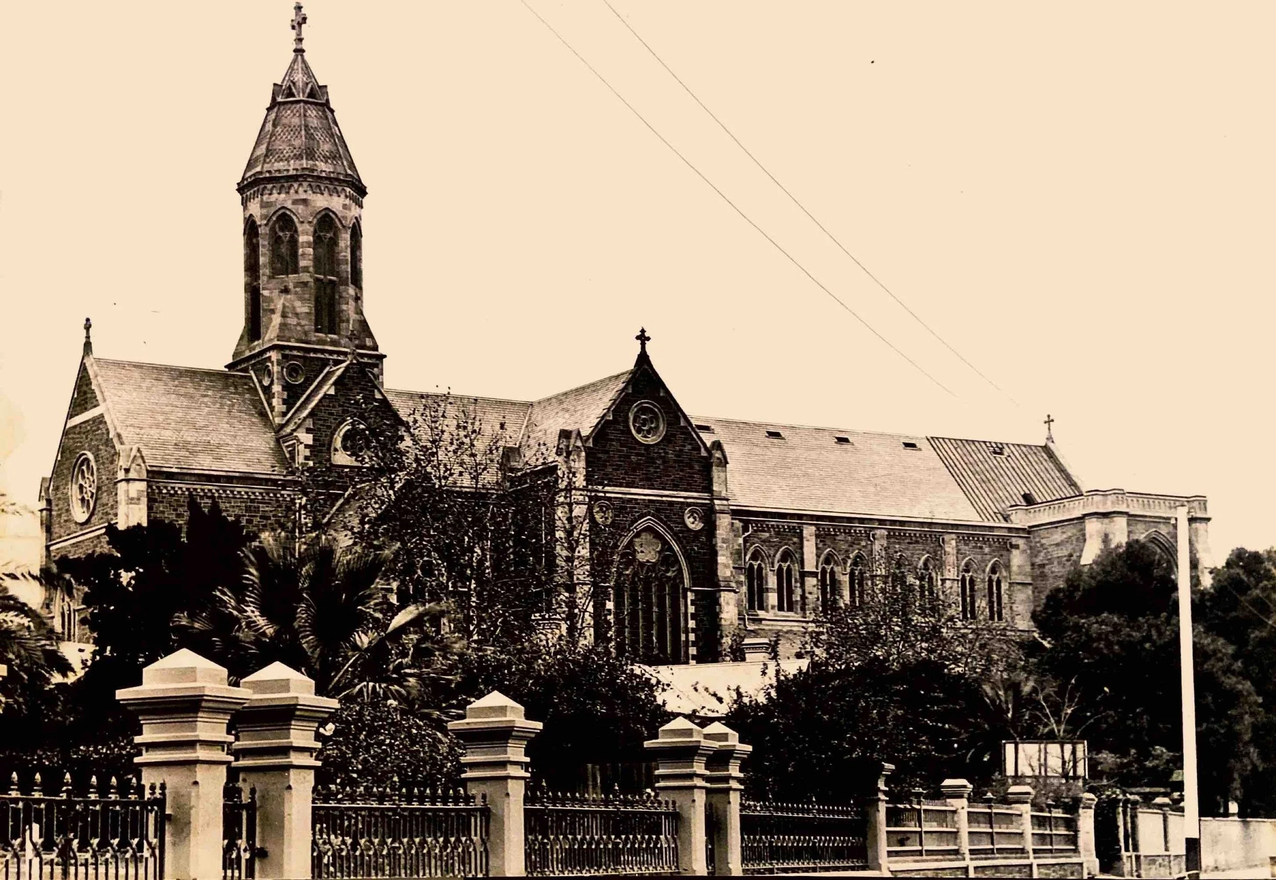 10. Southern Elevation circa 1901 - The towers have been built to the roof parapet height. This view is from Pennington Terrace and shows the roof almost complete.