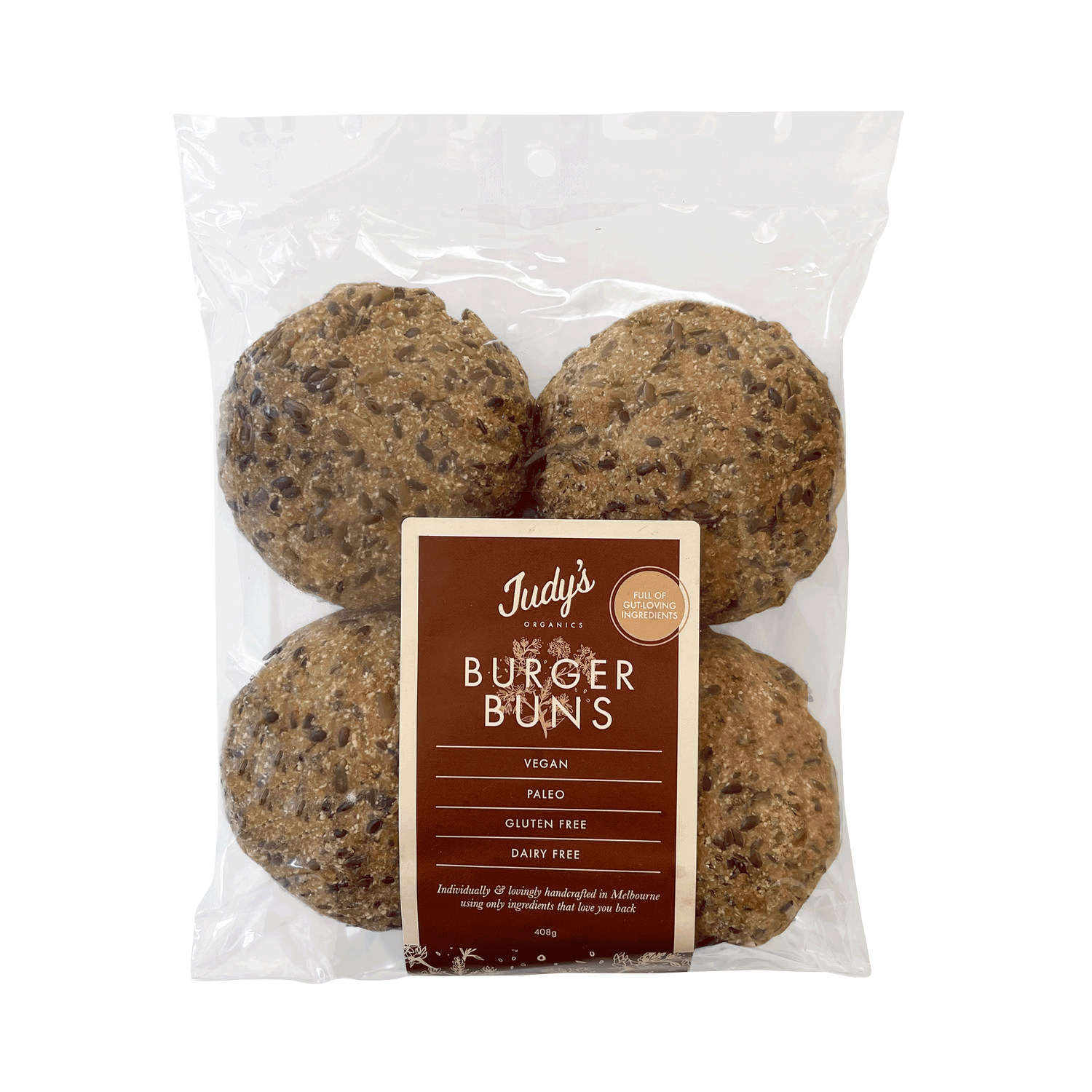 Vegan Burger Buns (2x Packs of 4) — Judy's Organics
