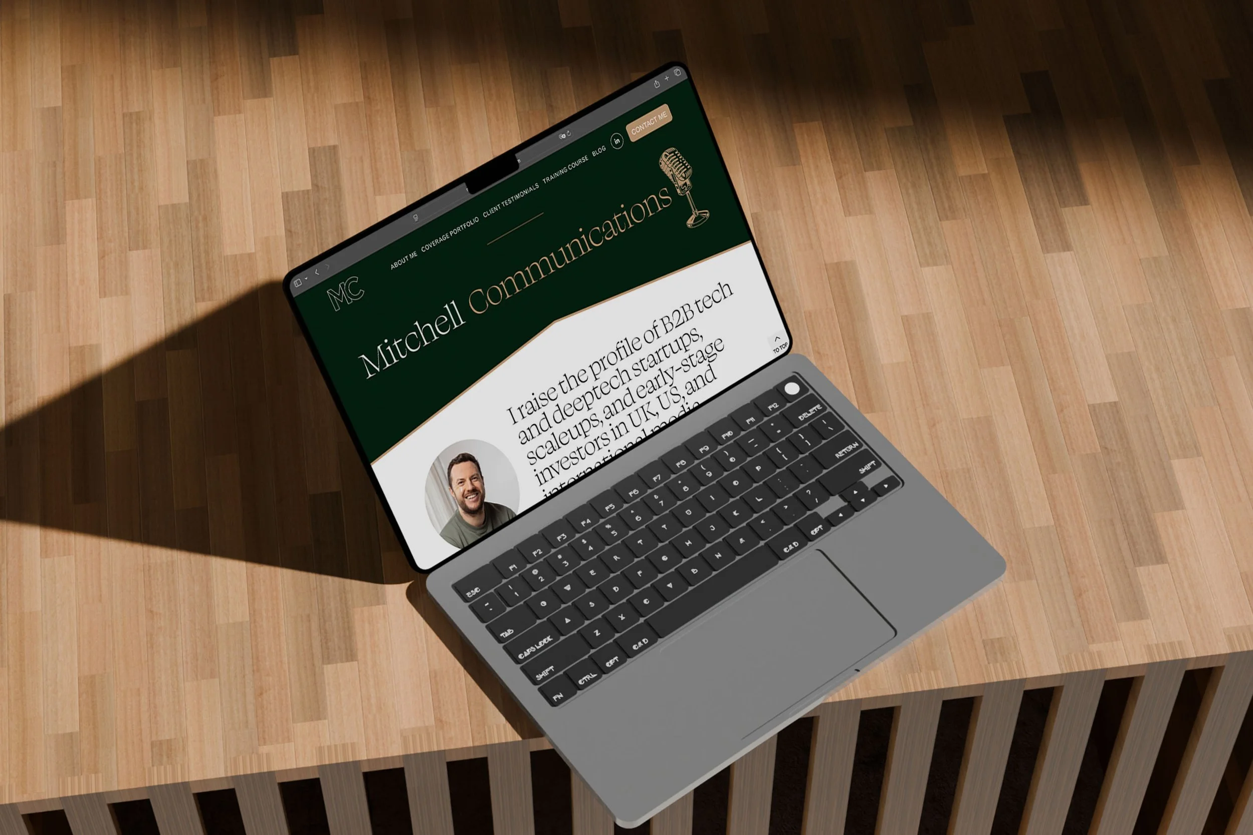 website homepage design for Mitchell Communications in London