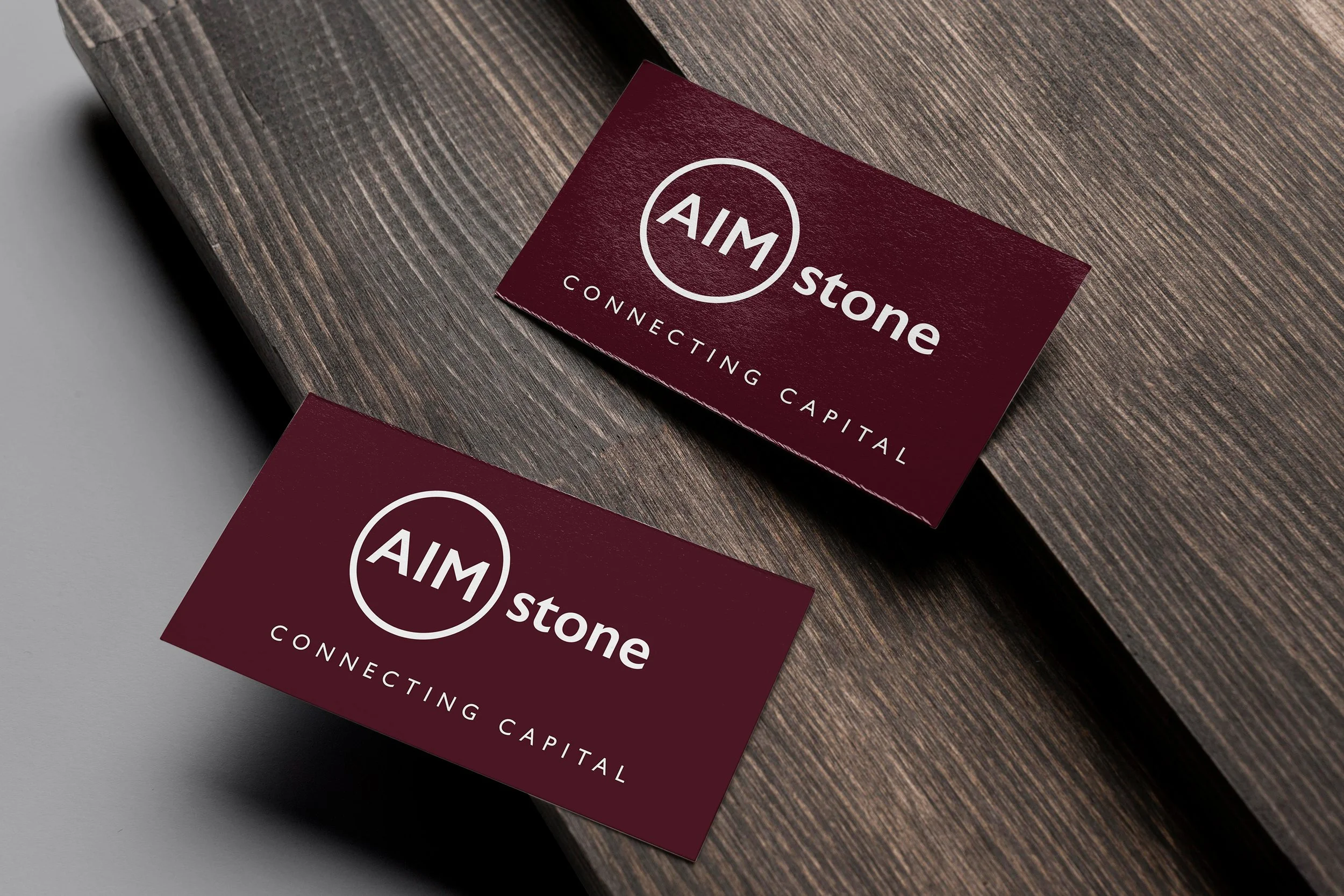 branded business card design for Aimstone in Hertfordshire