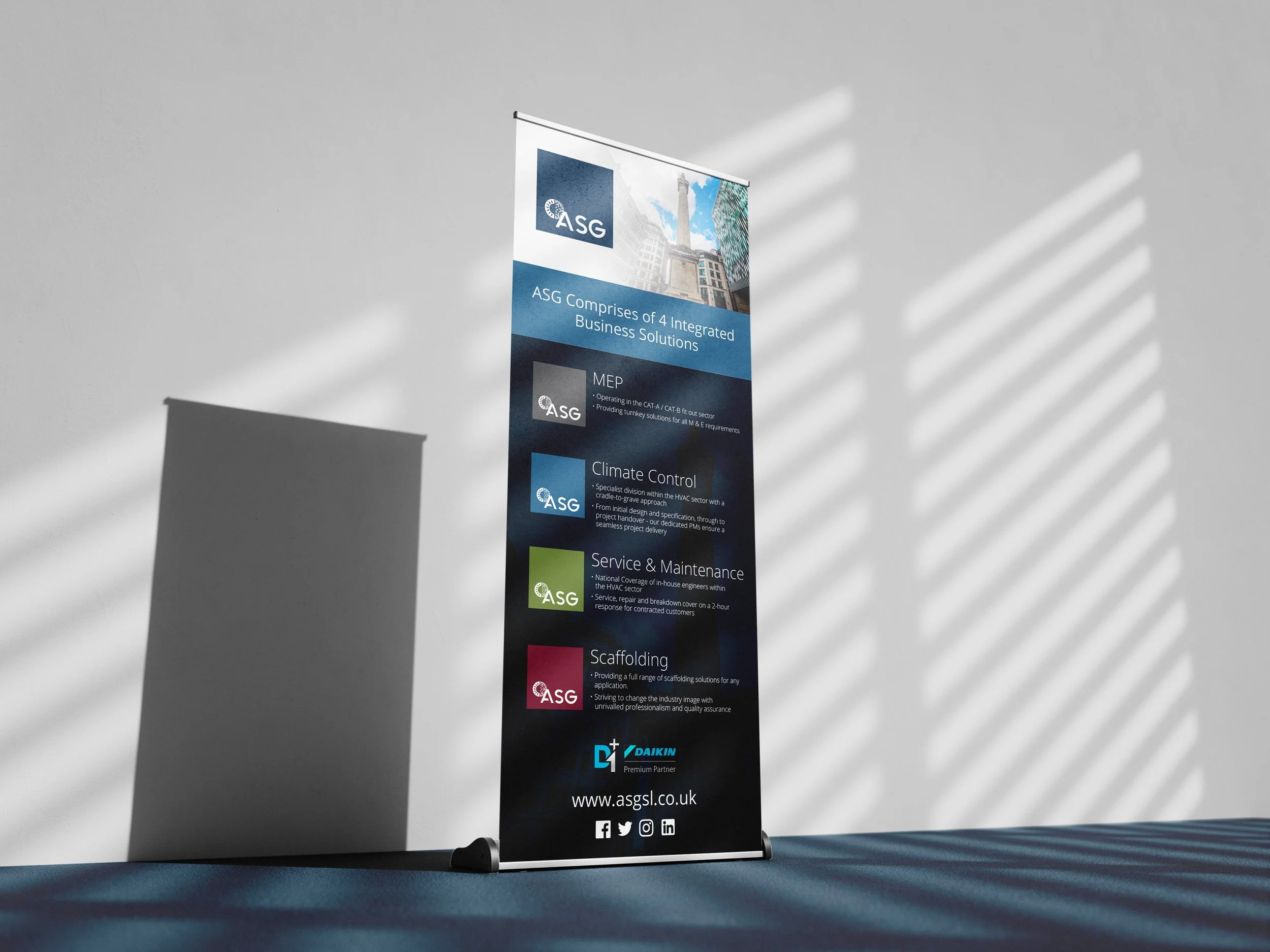 branded banner design for ASG in Essex