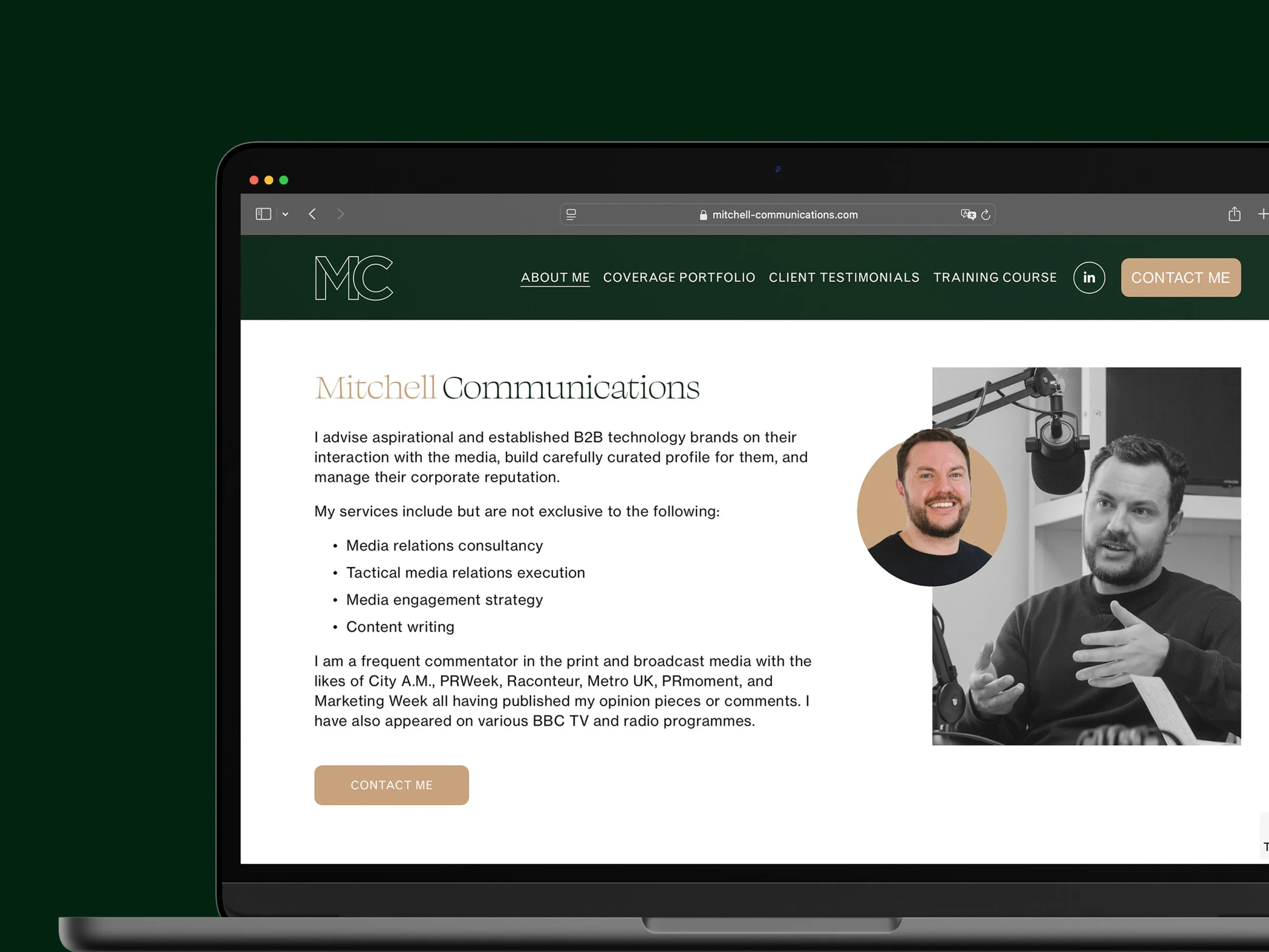 website design for Mitchell Communications in London