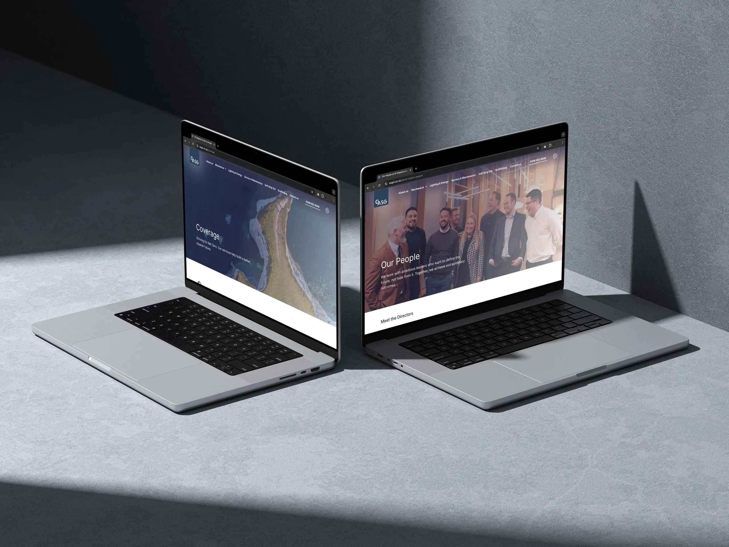 website pages design for ASG in Essex