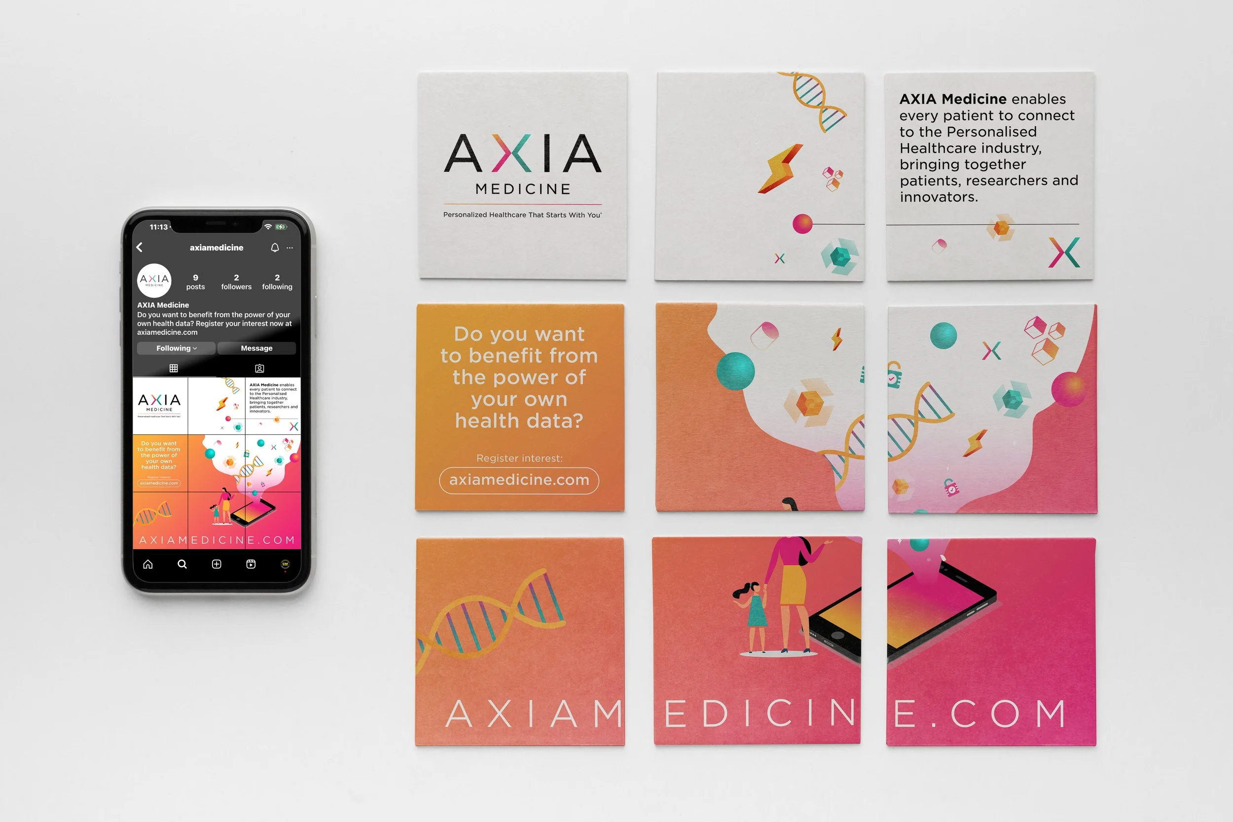 instagram profile design for Axia Medicine in London