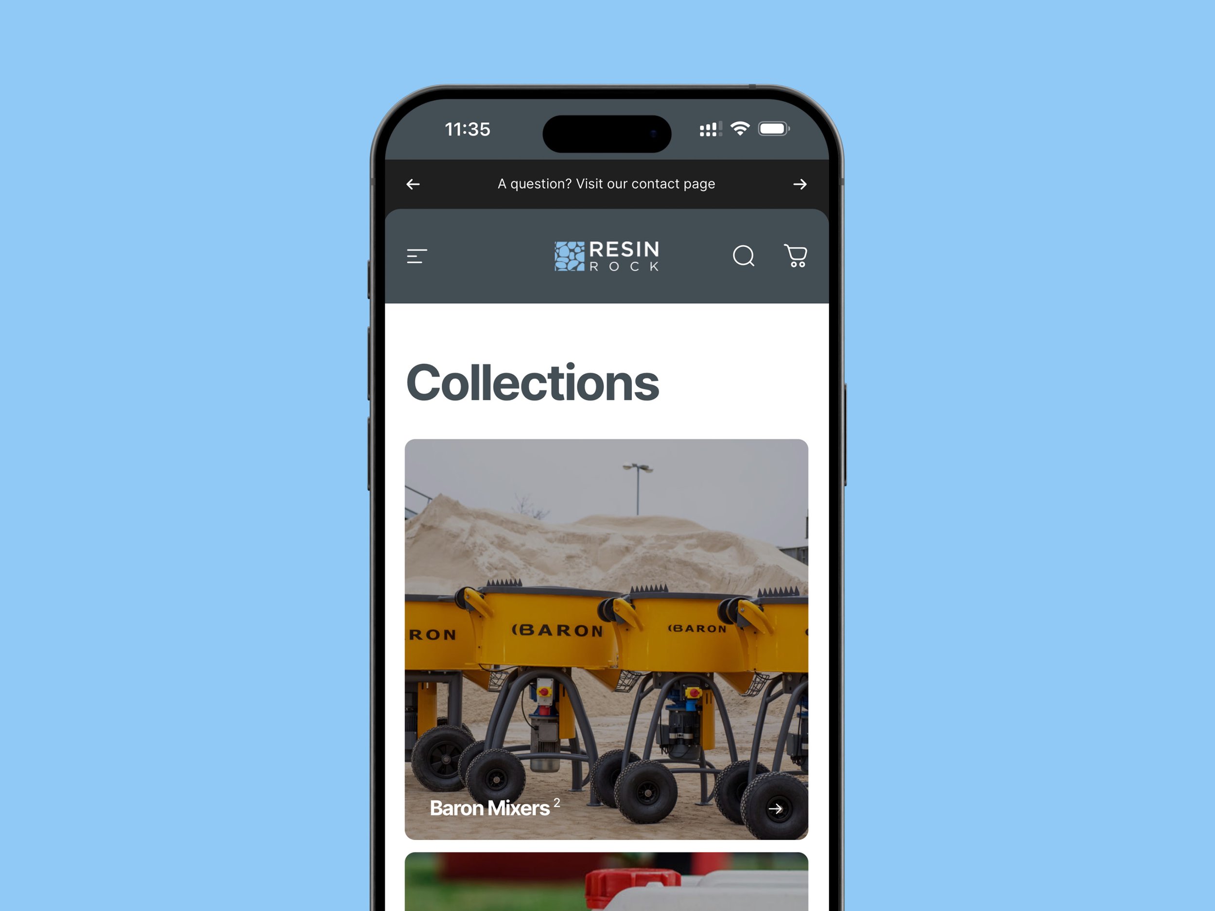 website page design for Resin Rock in Hertfordshire