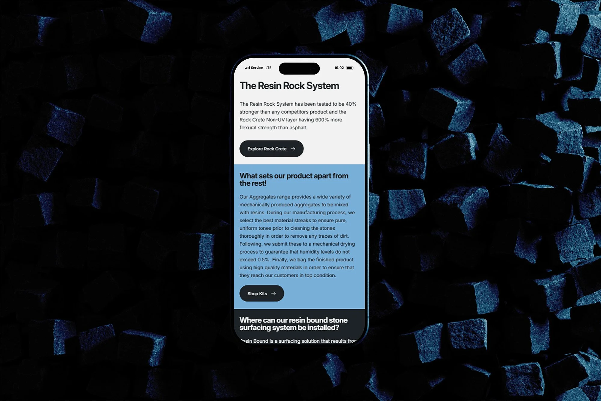 mobile responsive website for Resin Rock in Hertfordshire