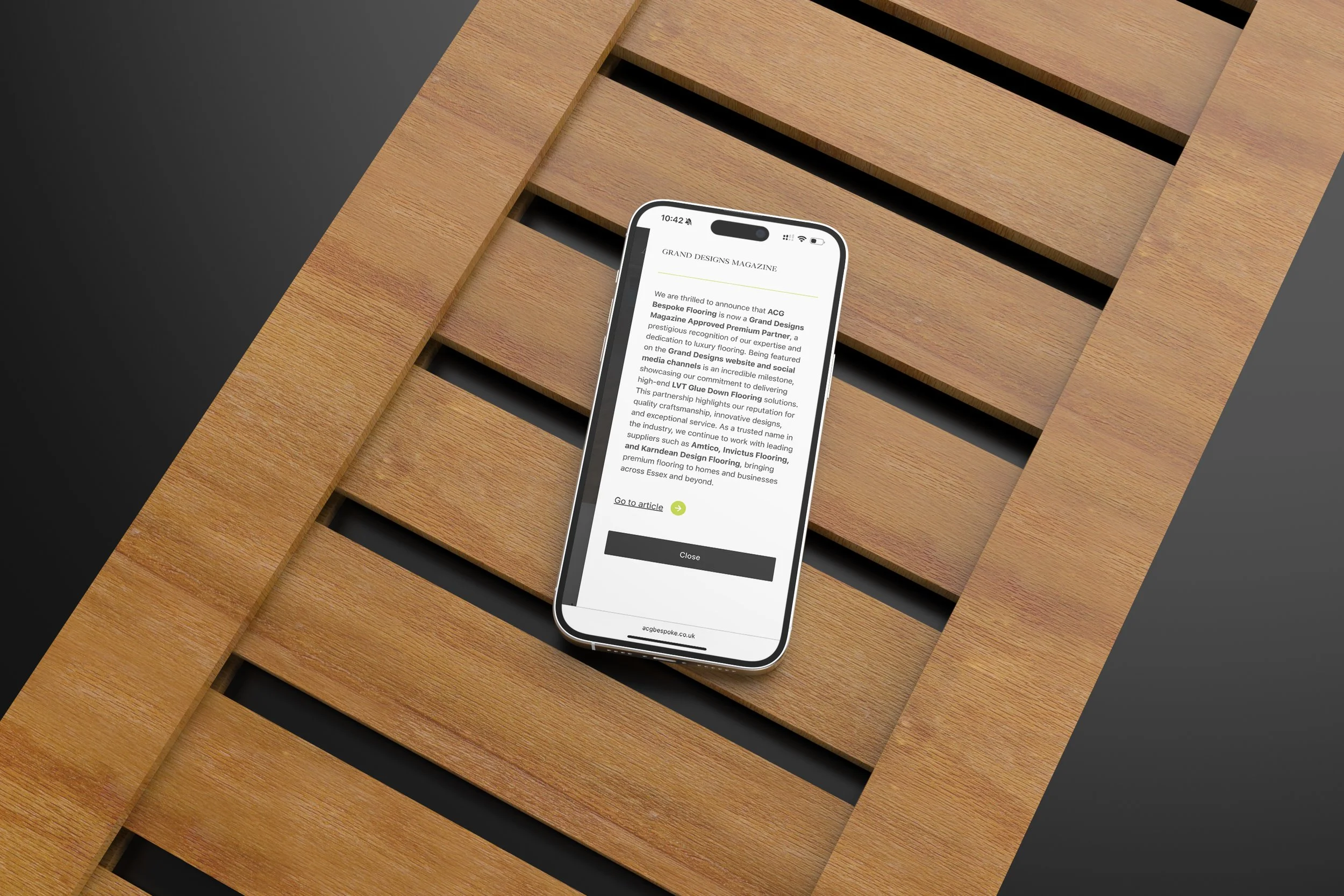 acg bespoke flooring website designed by cm collective in Essex