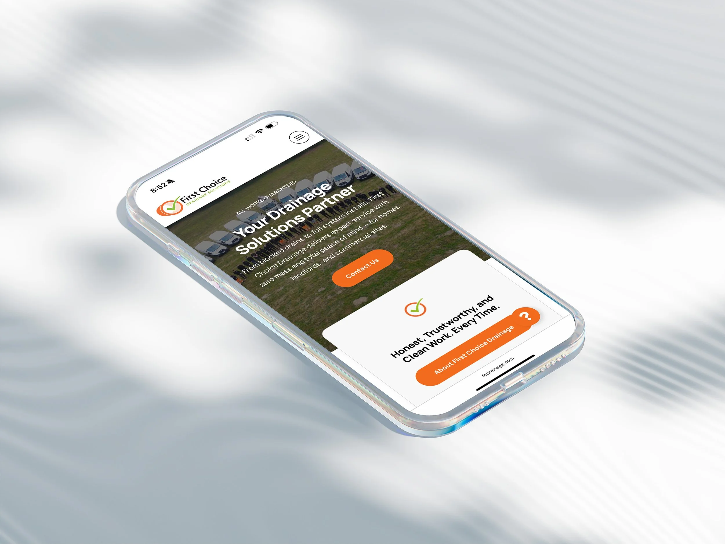 mobile responsive website design for First choice Drainage Solutions in Essex