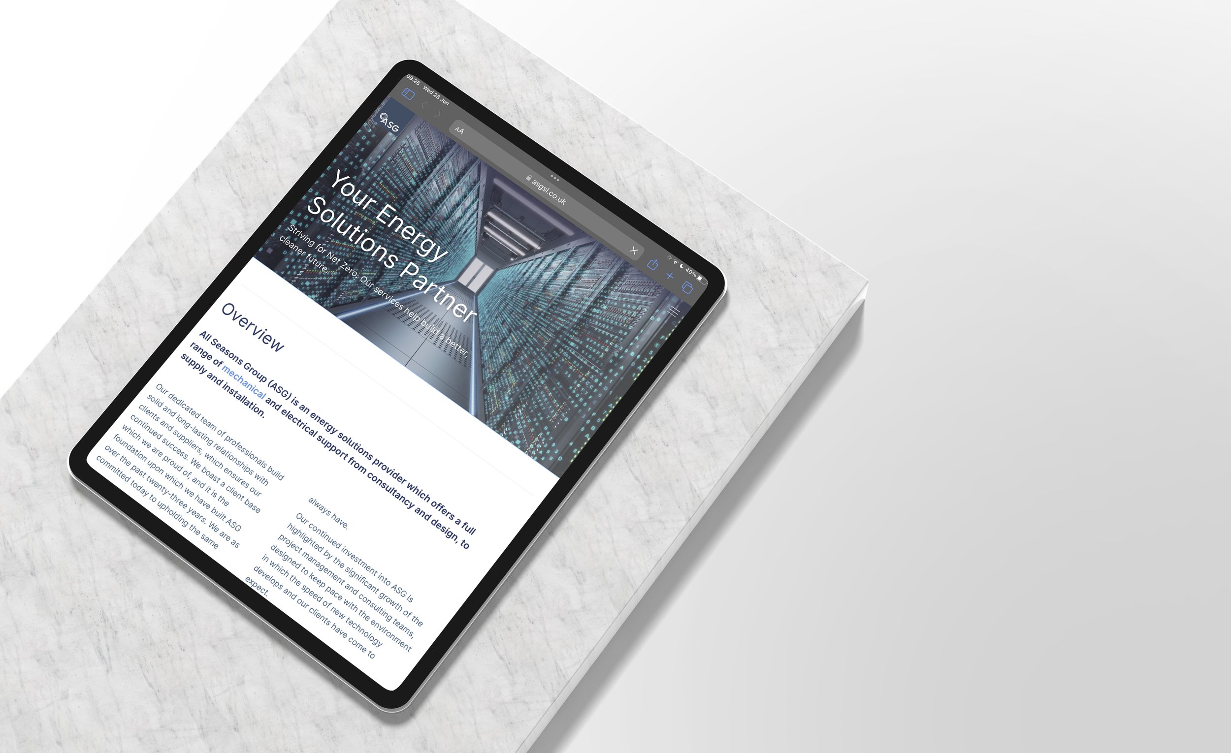 wordpress landing page for ASG in Essex