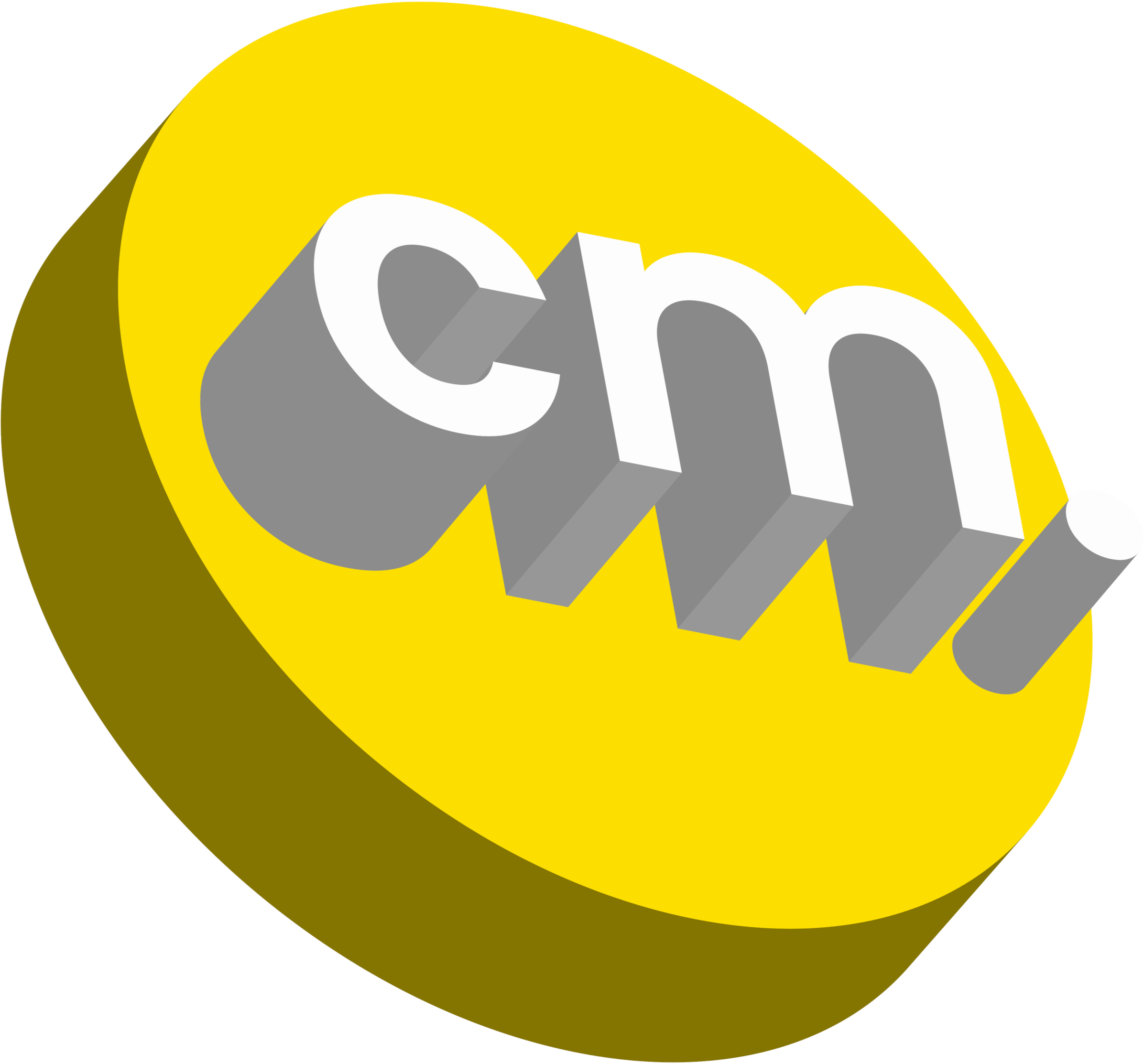 A Chupa Chups lollipop with yellow wrapper and white 3D letters spelling "Chupa" on the surface.