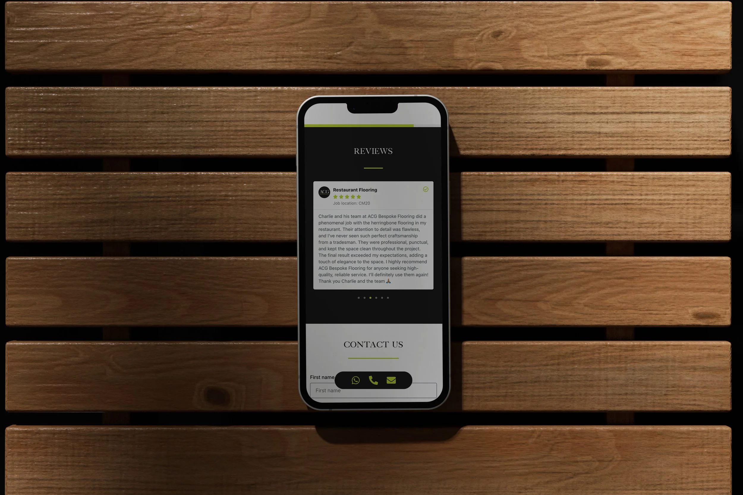 website for acg bespoke flooring created by cm collective in essex