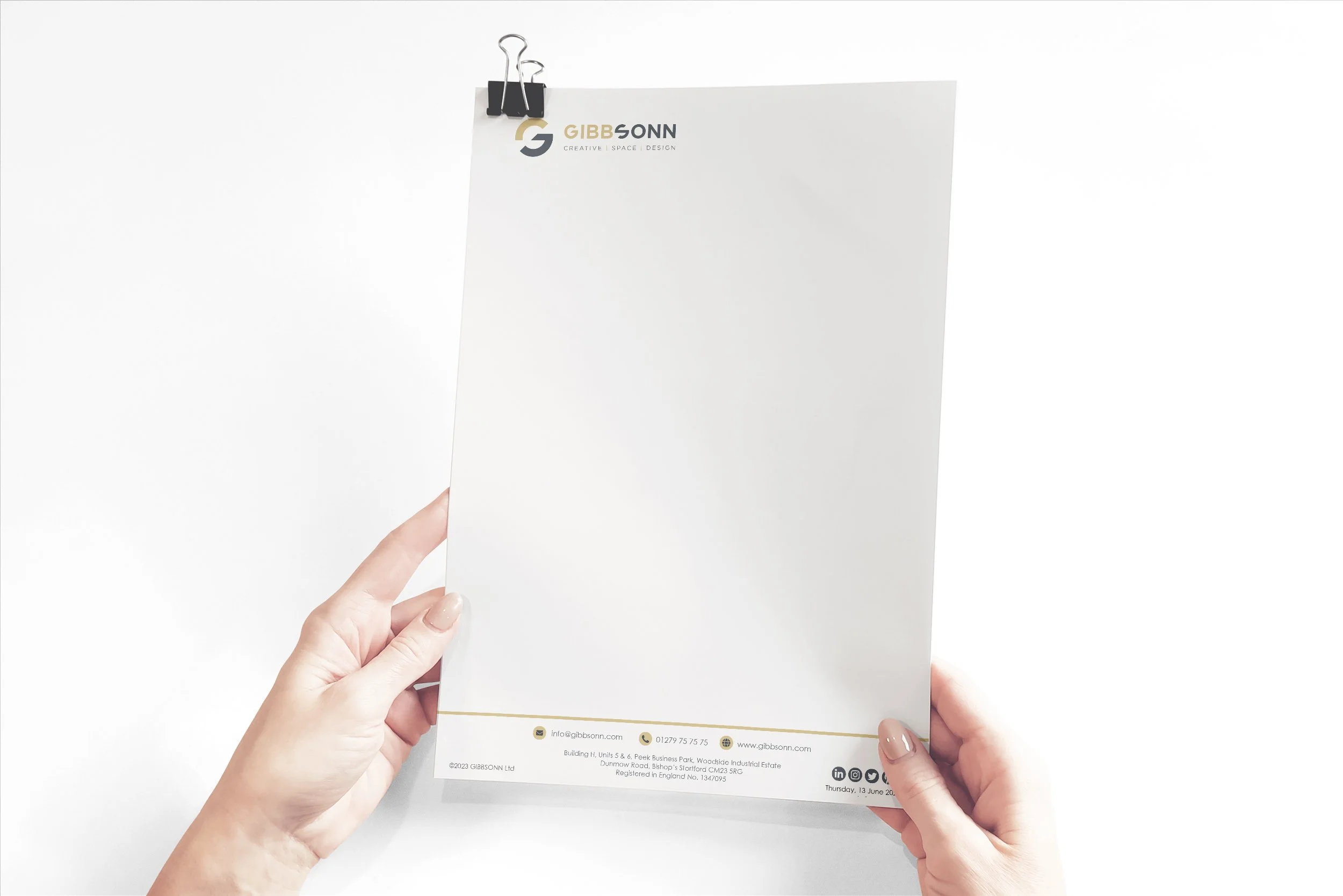 letterhead design for Gibbsonn in Hertfordshire