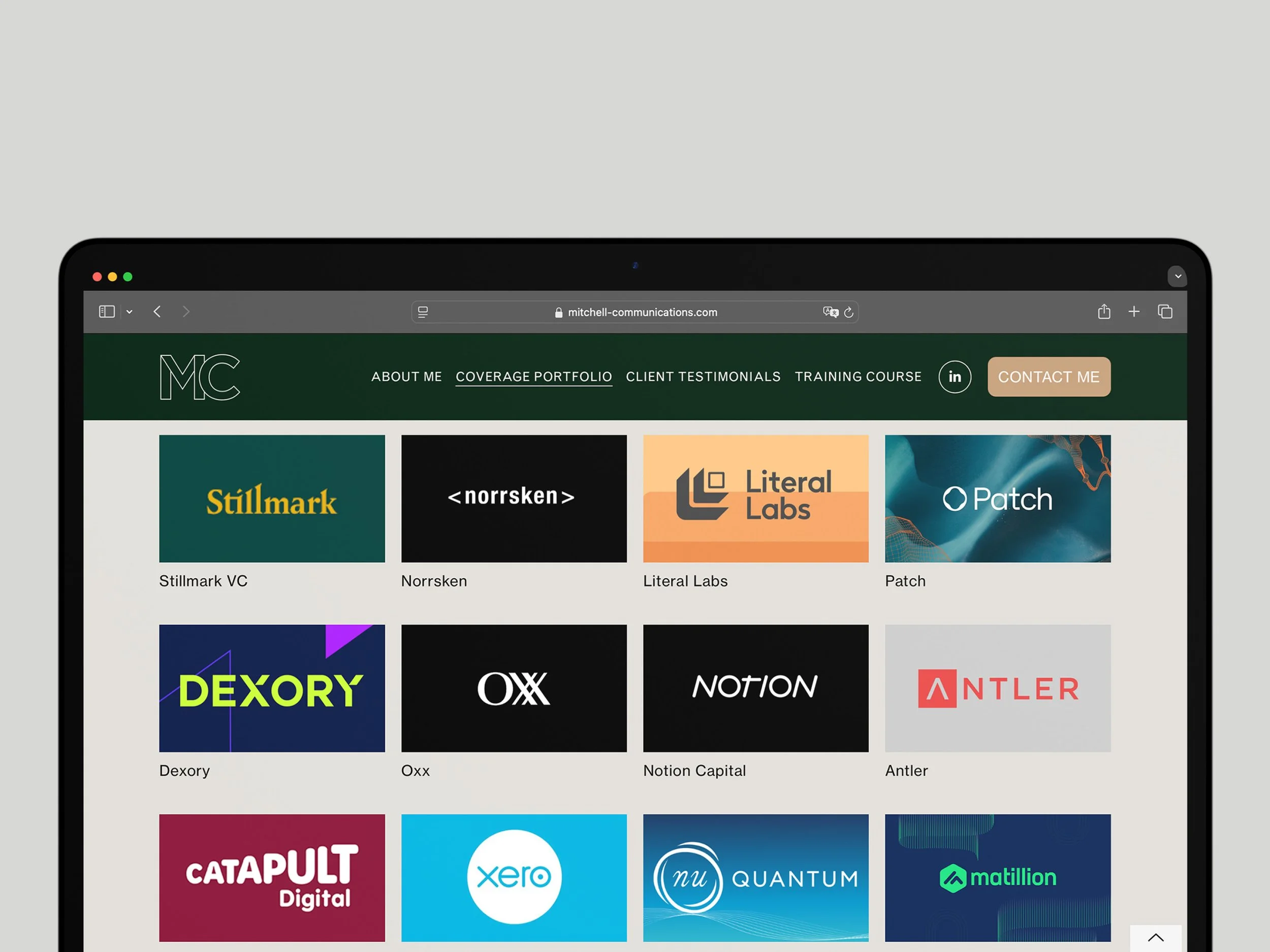 website portfolop design for Mitchell Communications in London