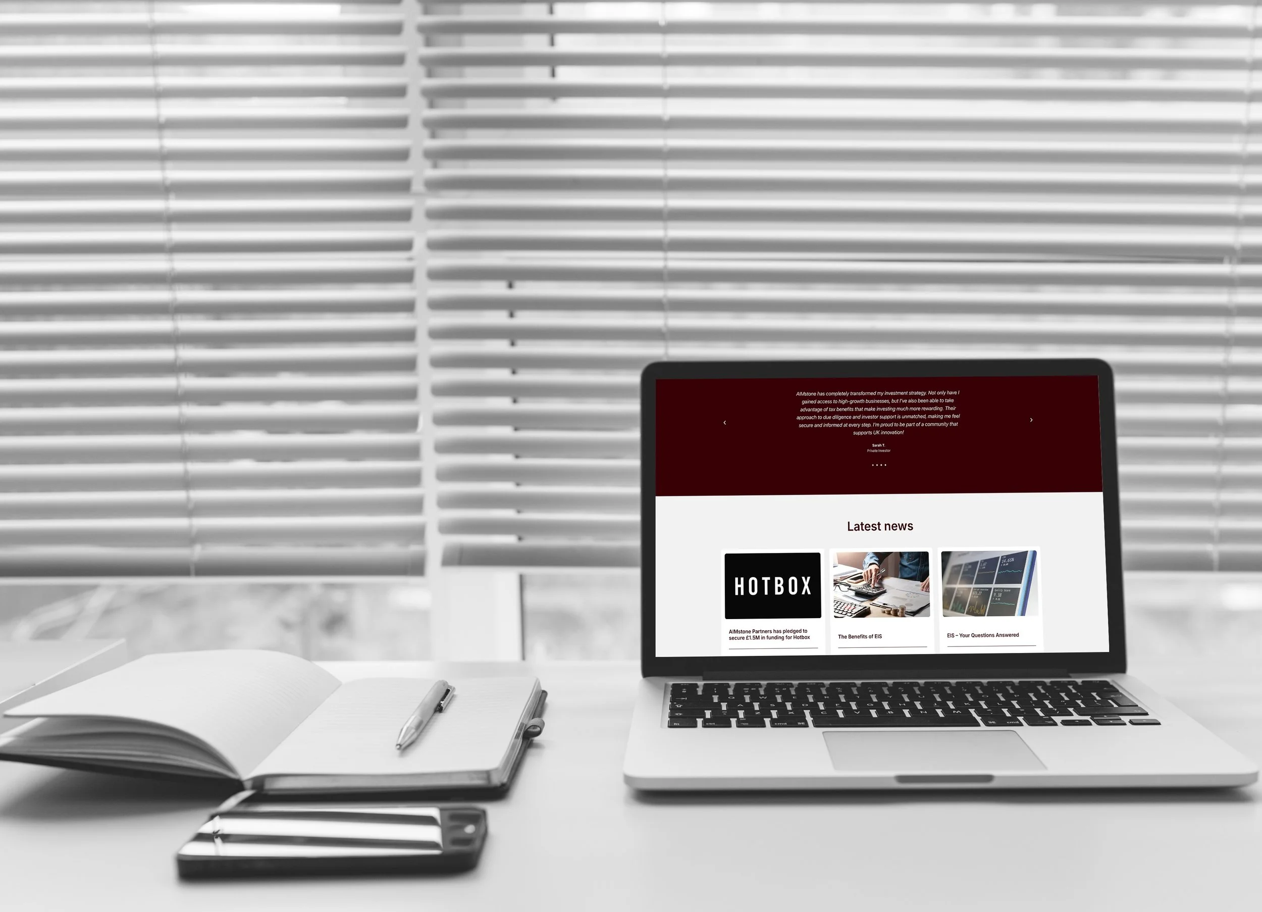 news page design for Aimstone in Hertfordshire