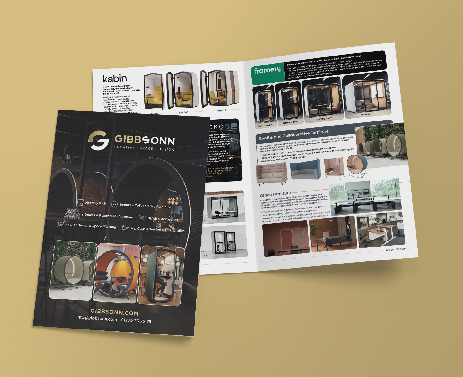 leaflet design for Gibbsonn in Hertfordshire