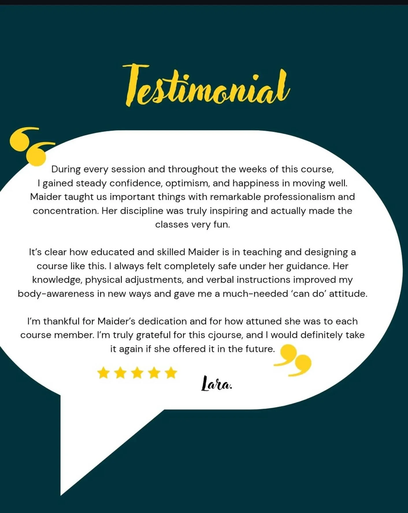 I could cry... This testimonial truly encapsulates everything I believe in and fills me with so much gratitude and motivation to keep going. Thank you Lara, from the bottom of my heart for your kind words and trust! 💖