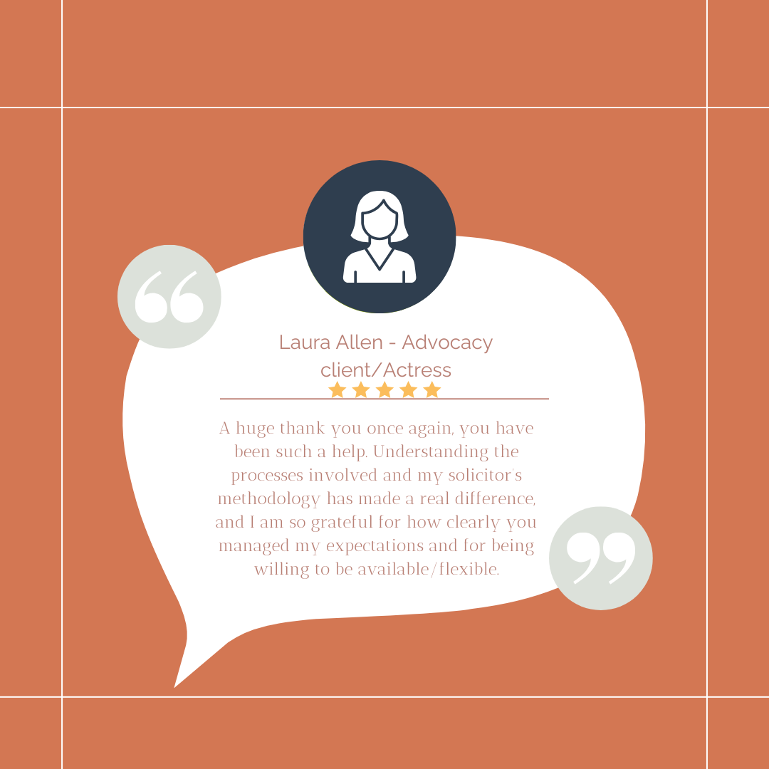 Customer testimonial quote in speech bubble with a user profile icon at the top center, rose background, and quotation marks on left and right sides.
