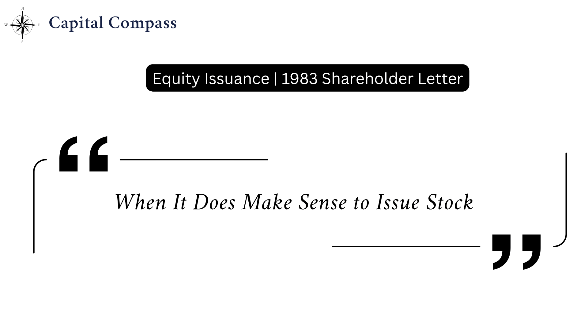 Shareholder Letter: 1983 | Equity Issuance