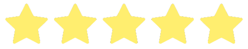 Five yellow stars on a black background, representing a rating system, with each star aligned horizontally.