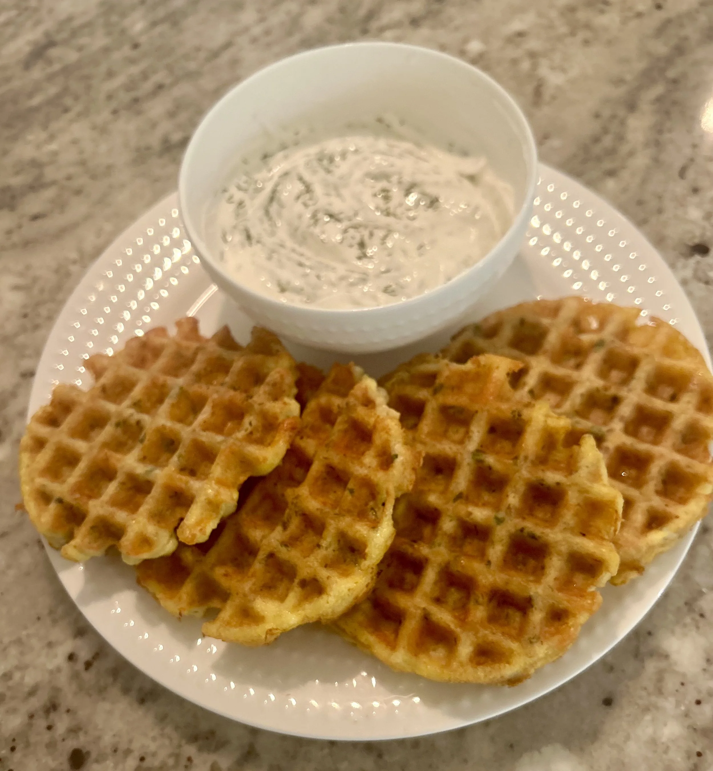 Salmon Chaffles with Herb Greek Yogurt Dip