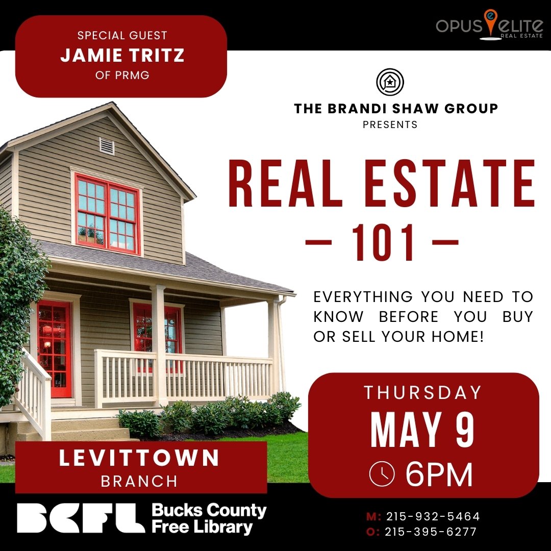 If you missed us at the Bensalem Library on Tuesday, don't worry, we're heading to @bucksctylib Levittown to present another (free!) Real Estate 101 class! 📚

Join us to learn everything you need to know before you buy or sell your home, including c