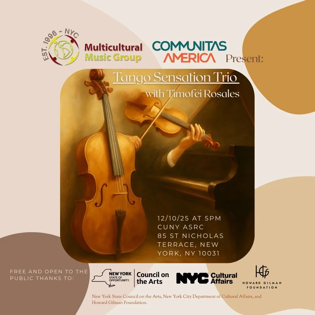 This month we&rsquo;re excited to collaborate with partners in community-driven impact, Communitas America, to present Timofei Rosales and the Tango Sensation Trio 🎻🎹 

Join us for a fiery performance of tango in which instruments paint stories of 