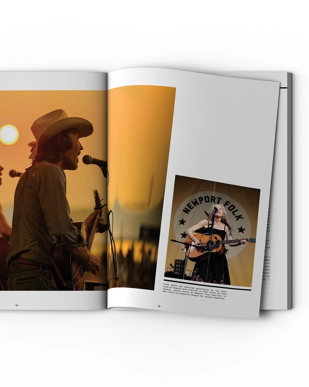 Gillian Welch at the Newport Folk Festival (lower right) in The Bitter Southerner, shot on assignment for Yankee Magazine.