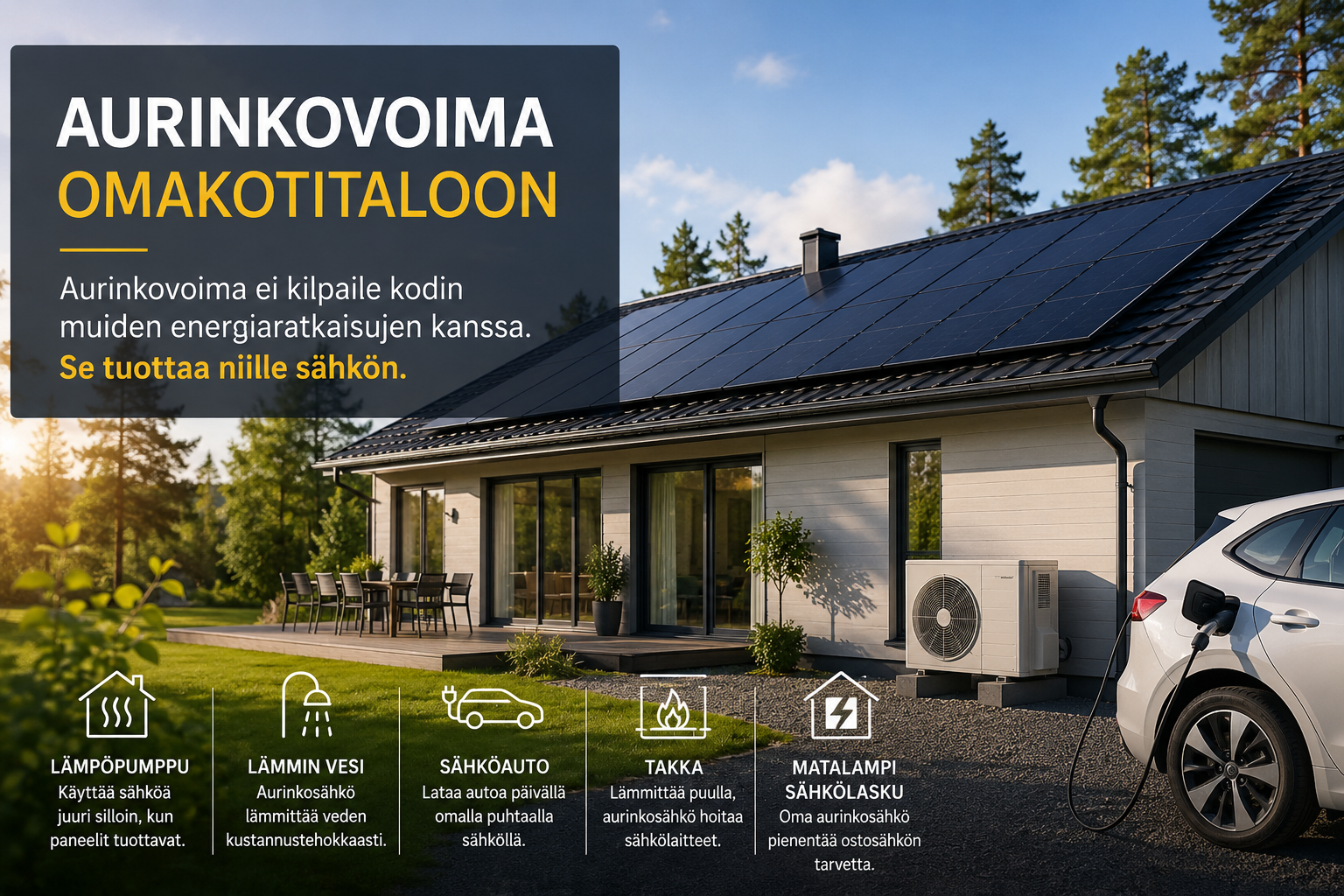 Kannattaako aurinkovoimala, jos kodissa on jo lämpöpumppu, takka tai maalämpö?