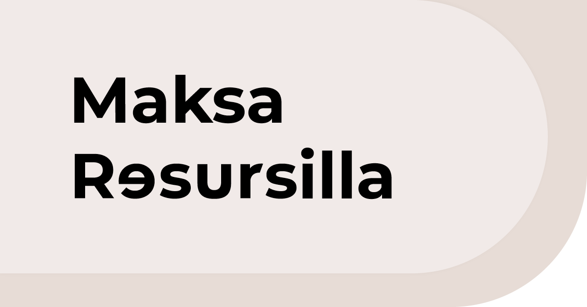 Teksti 'Maksa Ressurilla' mustalla kirjaimella vaalean taustan päällä.
