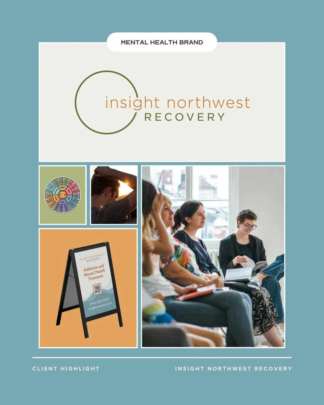 🌿 Healing starts with trust, and that begins with thoughtful branding and first impressions.⁠
⁠
We partnered with Insight Northwest Recovery, an integrated outpatient treatment center for ages 12+, to build a brand that feels:⁠
✔️ Approachable⁠
✔️ S