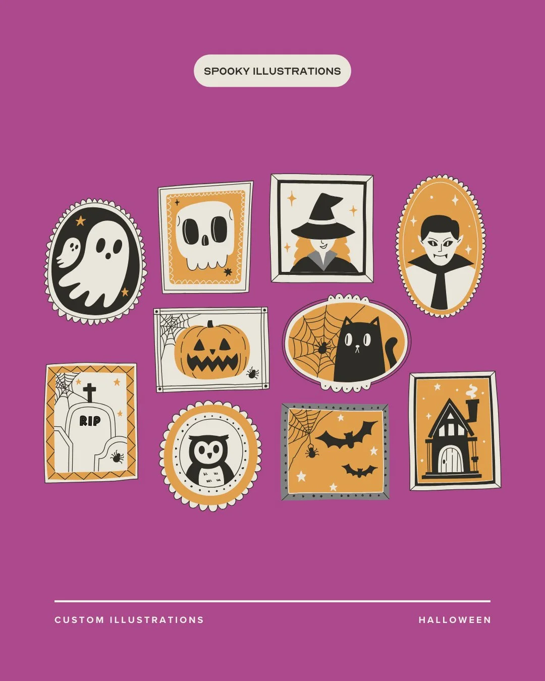 Want something spooktacular (or seasonal!) for your business?⁠
🎨 We offer custom illustration services that bring your brand&rsquo;s personality to life &mdash; for holidays, launches, merch, and more.⁠
⁠
DM us or hit the link in bio to get started.