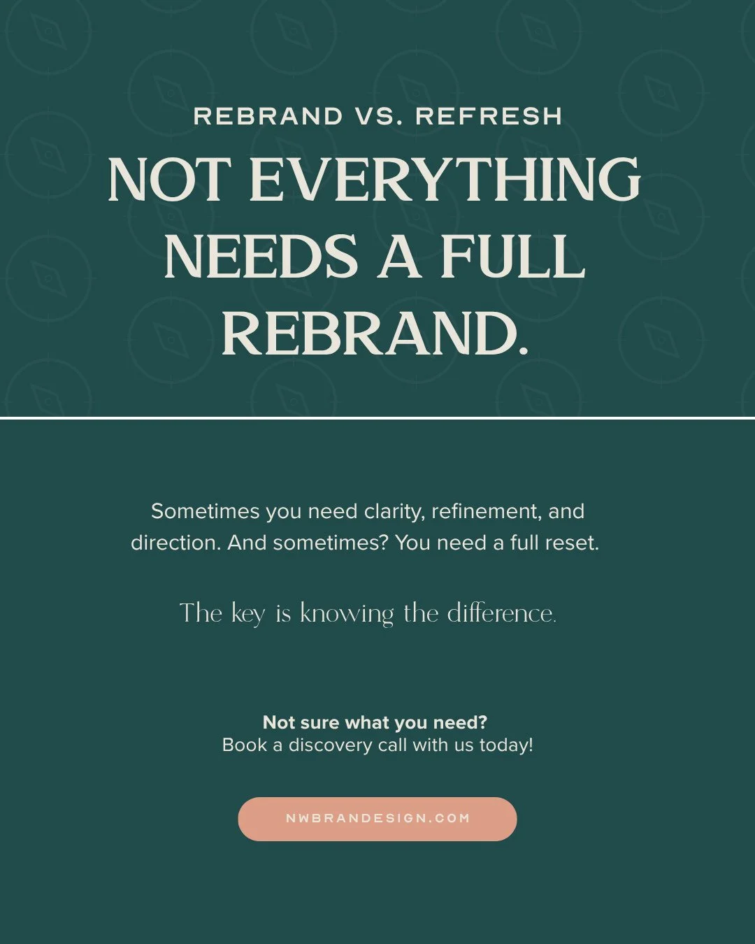 Not every brand problem calls for starting from scratch.⁠
⁠
Sometimes your brand is almost there&mdash;⁠
it just needs sharper messaging, stronger visuals, or a more aligned direction.⁠
⁠
Other times?⁠
You&rsquo;ve outgrown what you built&hellip; and