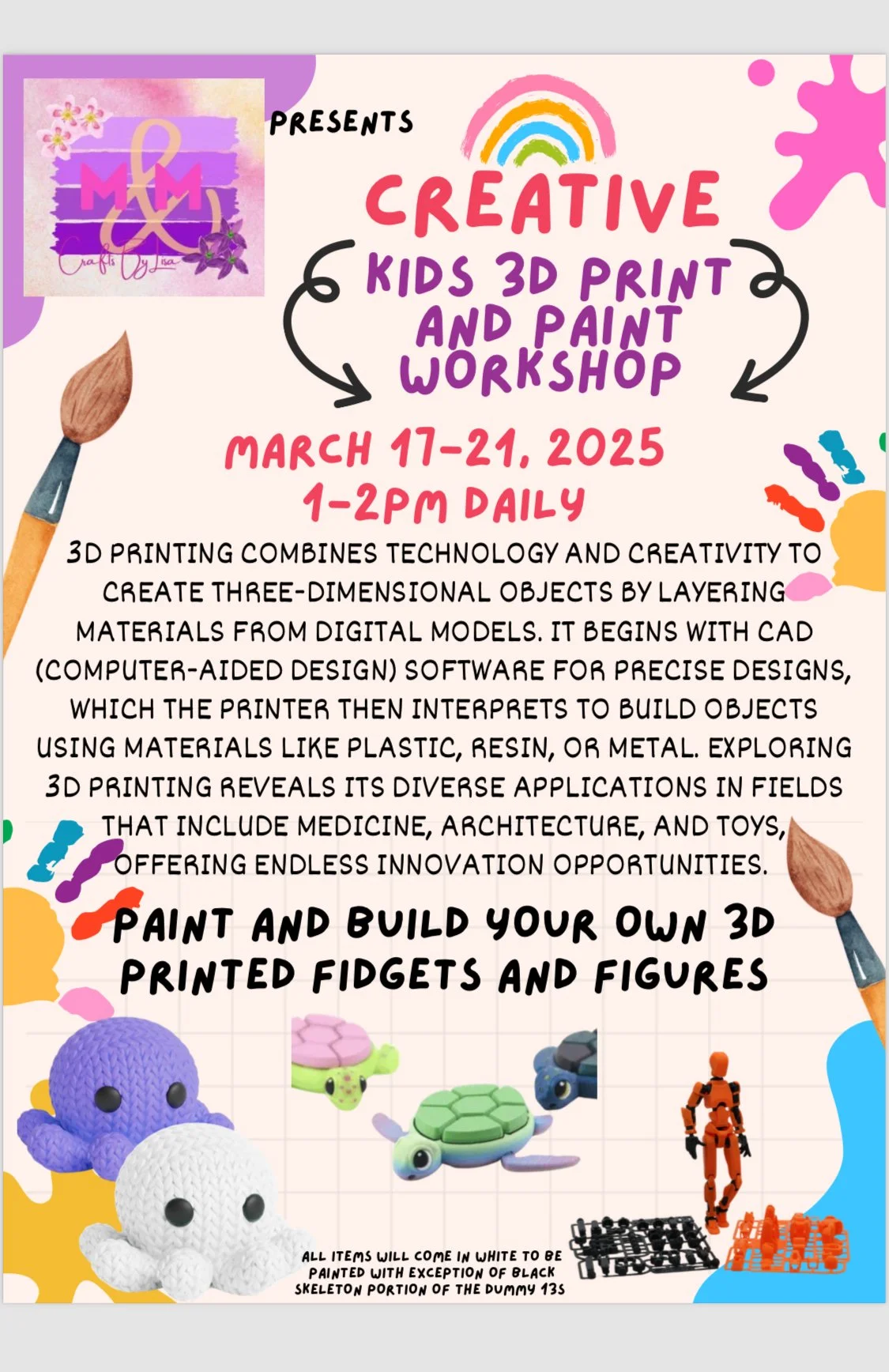 Creative Kids 3D Print and Paint Workshop