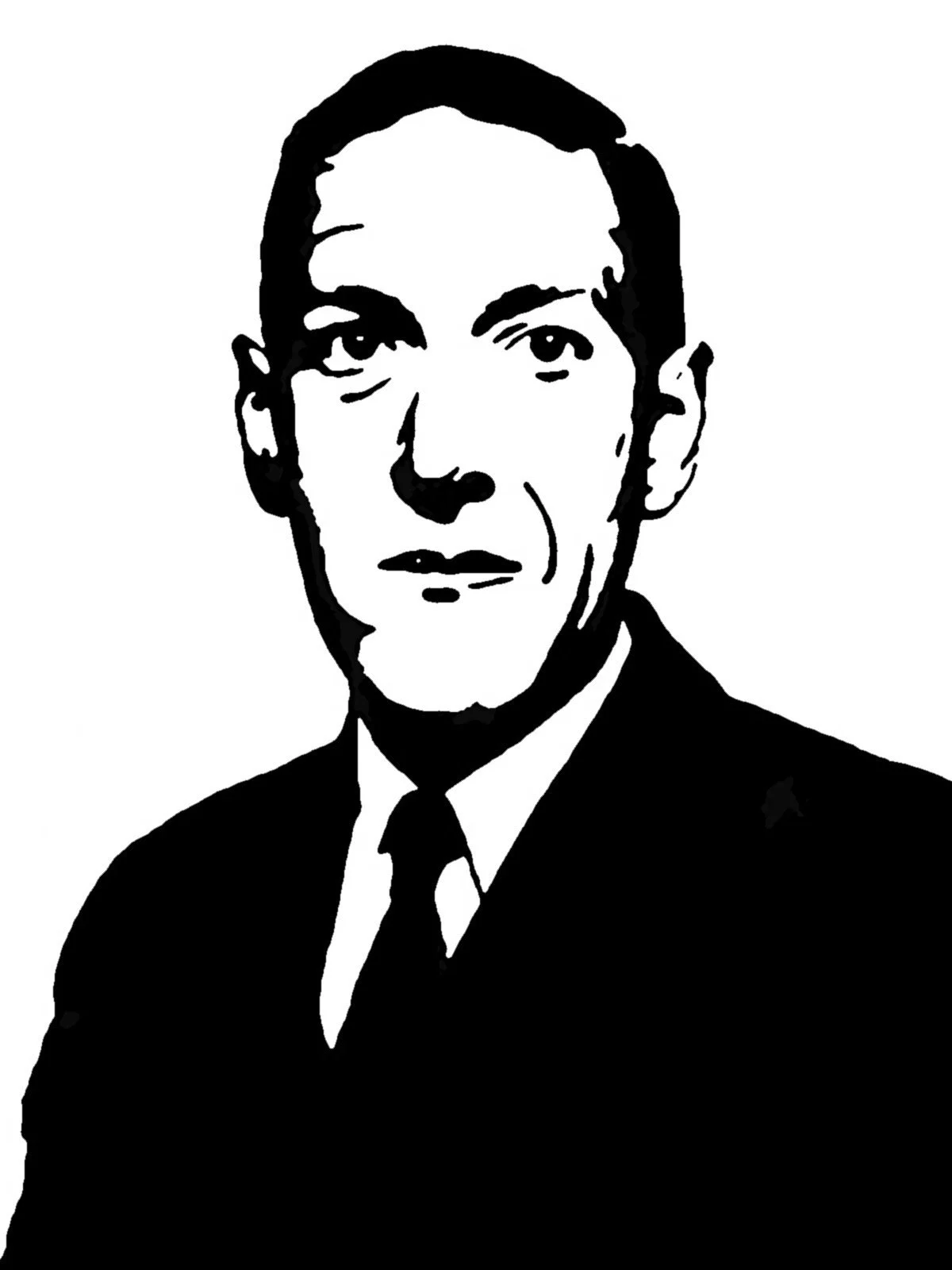 "H. P. Lovecraft", linoleum block print, 8" x  6"
