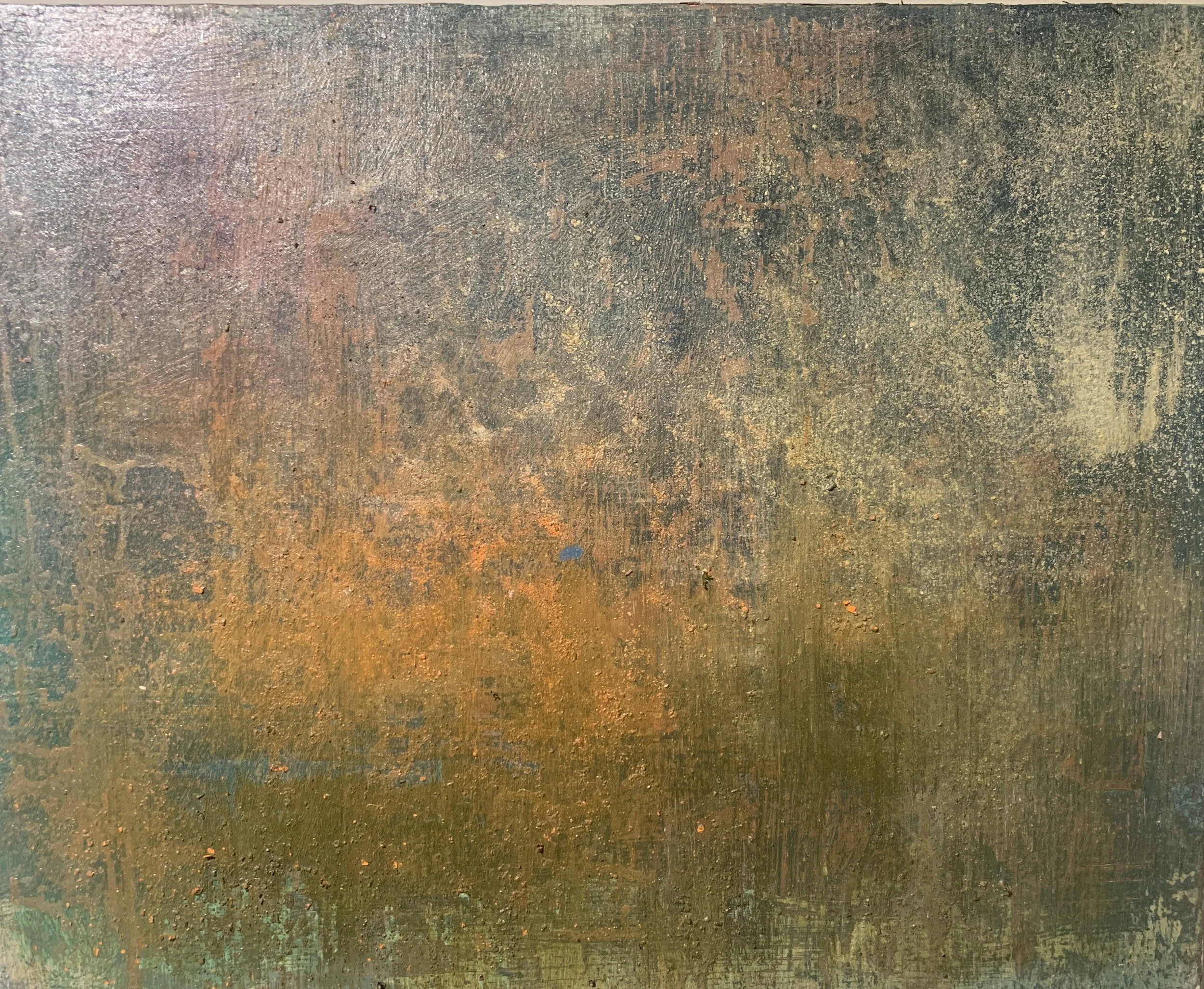 "the rumor" mixed media on panel 15"x18" 2000