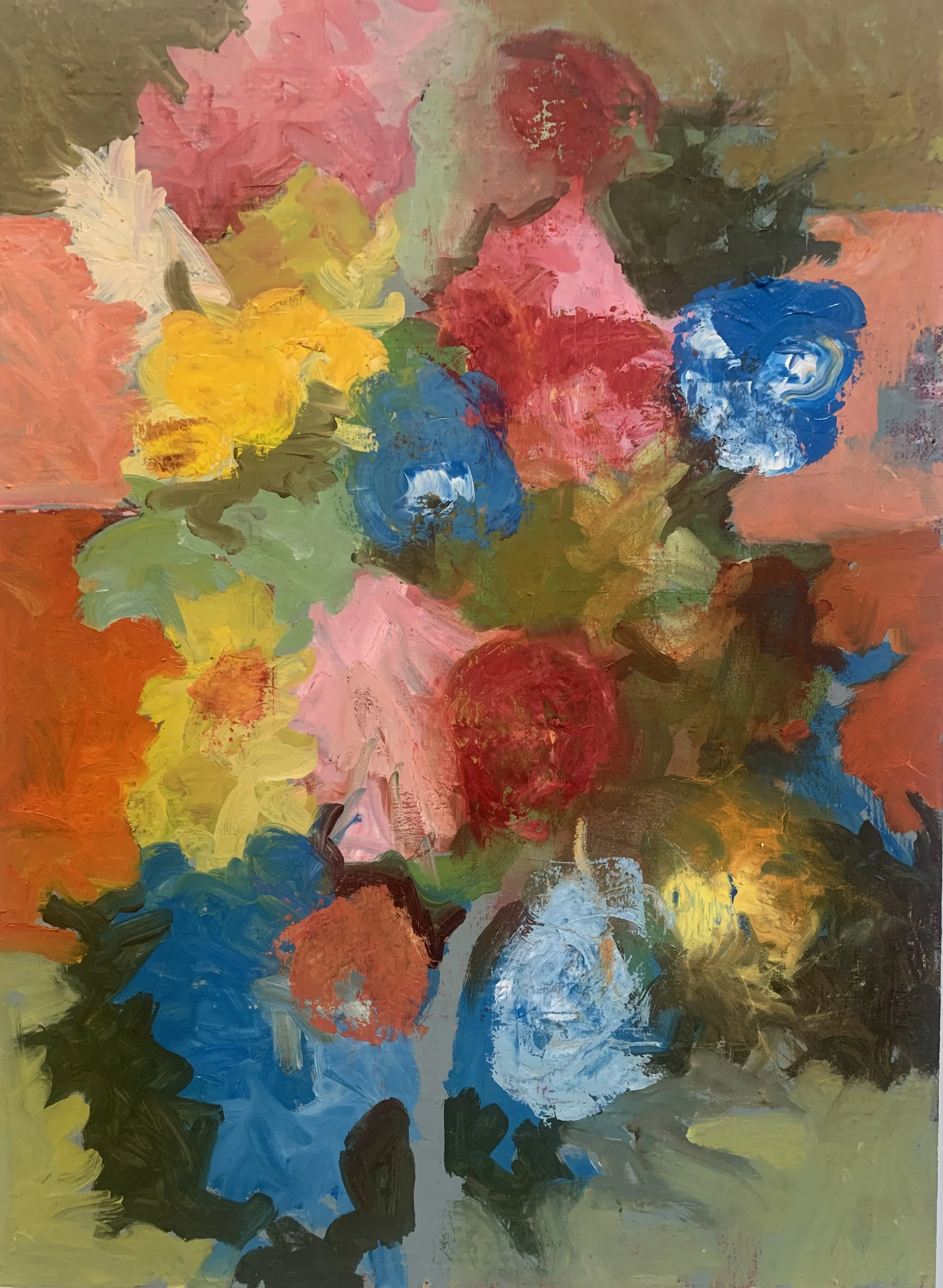 "flowers on the rug at the beach" acrylic on canvas 24"x36" 2021