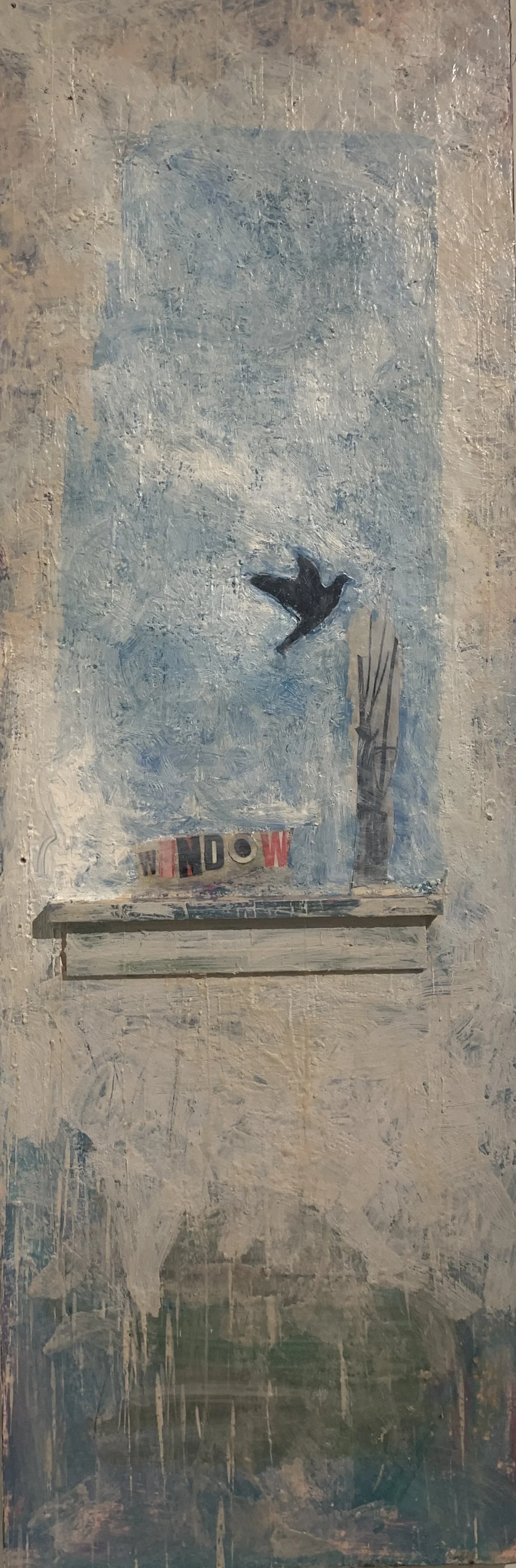 "why do fools fall in love?" mixed media on canvas 18"x48"