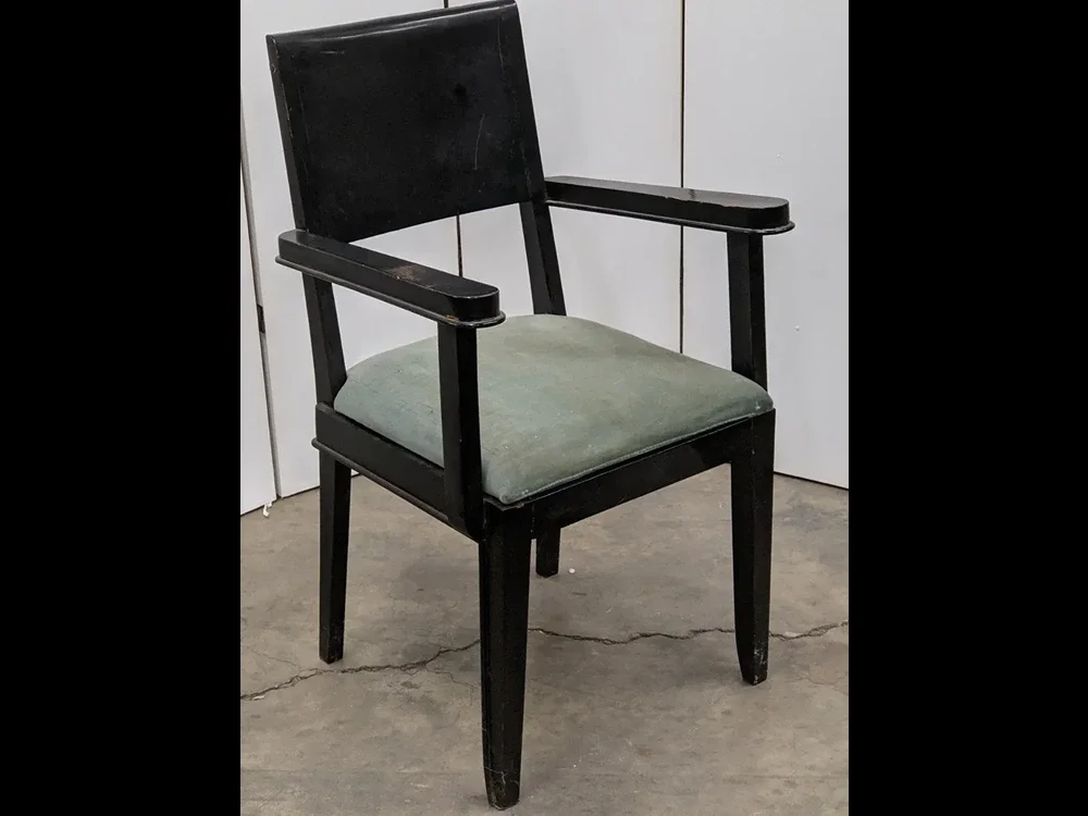 Jacques Adnet pair of black armchairs (#1671)