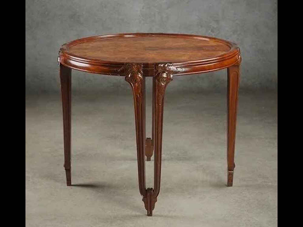 Paul Follot sculpted mahogany low table (#2017)