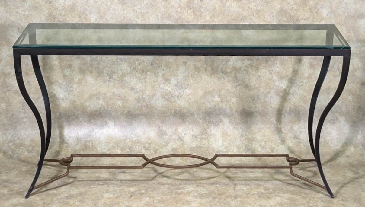 French Forties console forged iron w-gilt stretcher #1860 - 2.jpeg