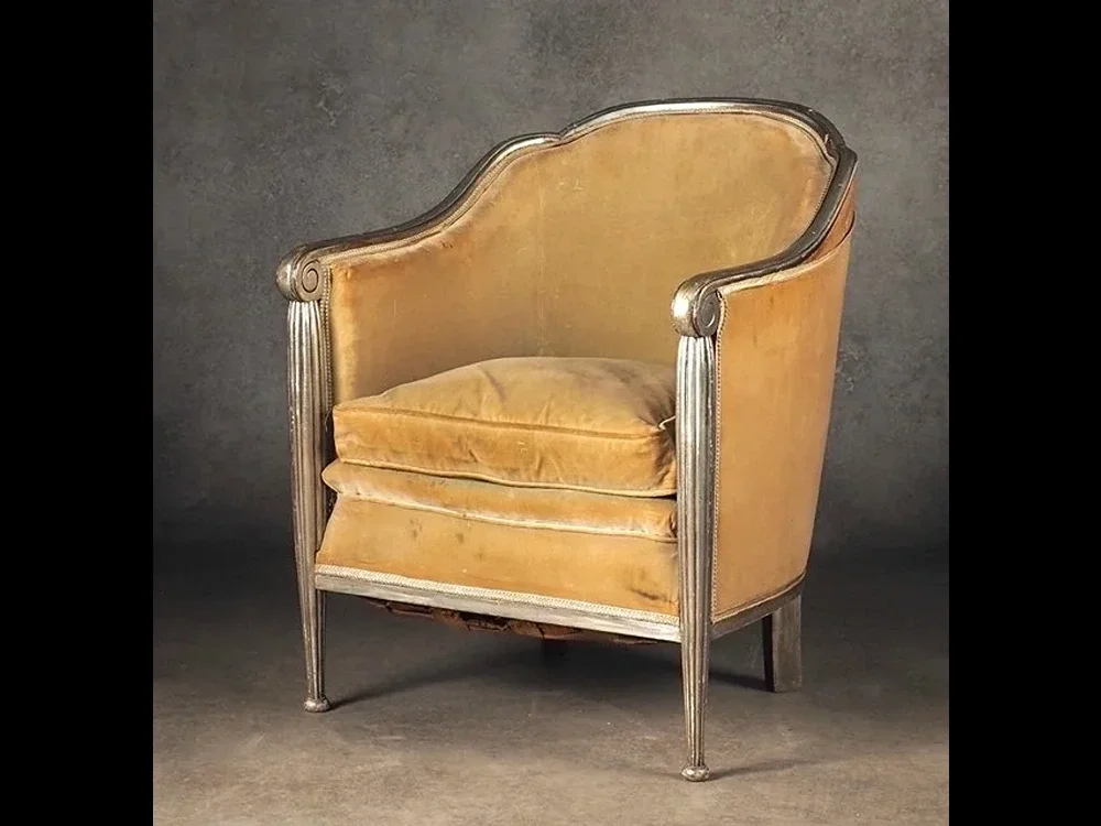 Maurice Dufrene single silver-leaf armchair (#2003)