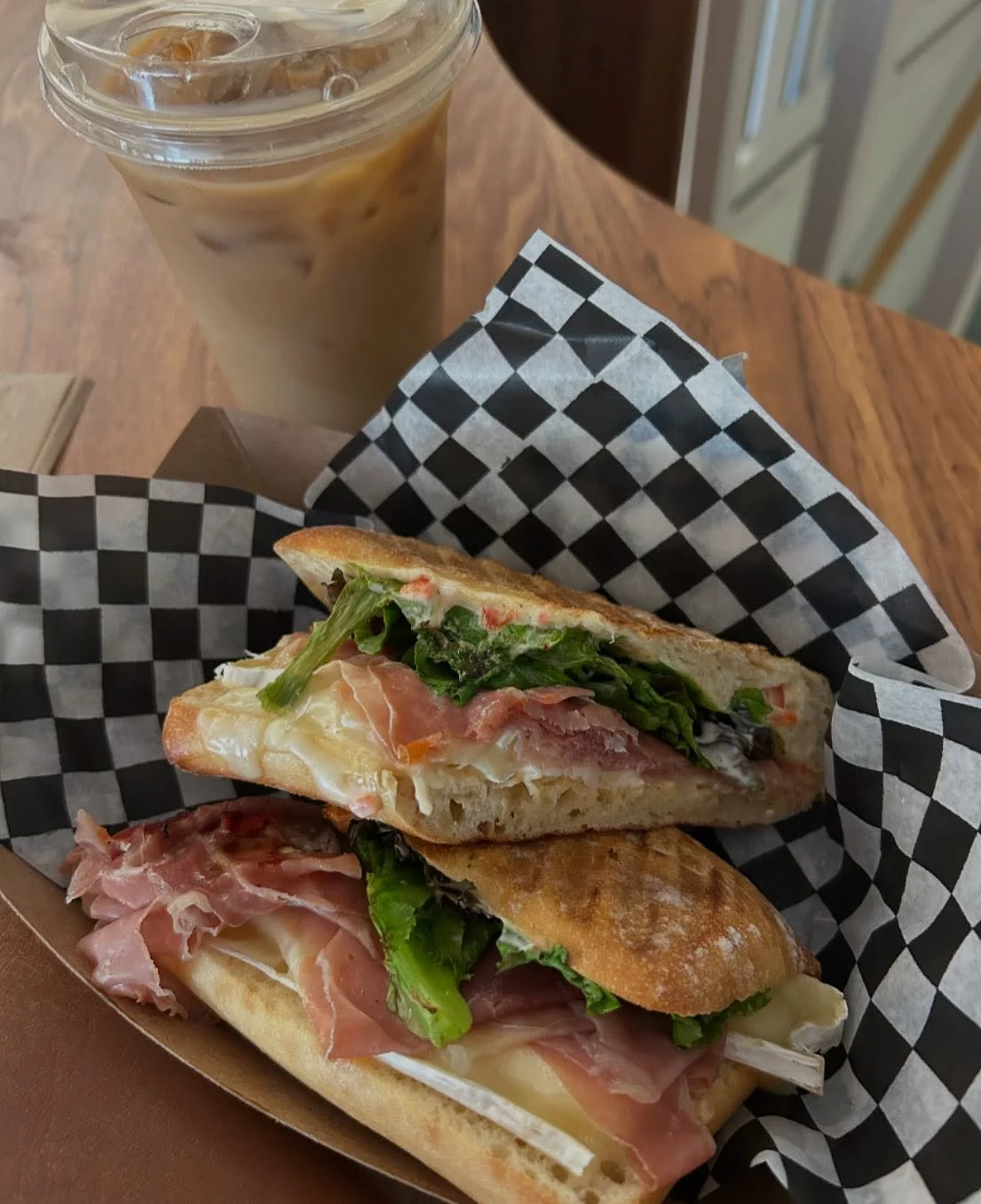 The perfect lunch combo! 

Prosciutto &amp; Brie w Iced Coffee 🧡💙

Closed at 2pm Friday, Saturday, Sunday ~ it&rsquo;s a great weekend to try our food truck for dinner 😉  @schoonersgalley