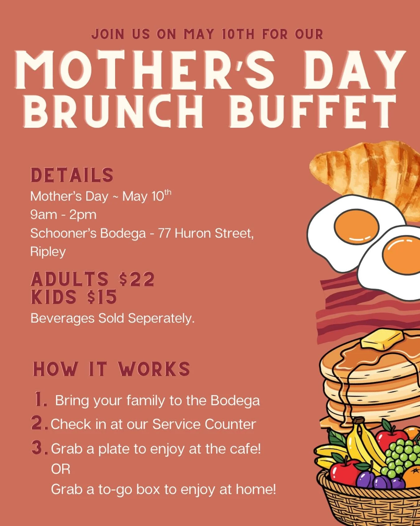 Treat that special lady in your life to a brunch buffet at the bodega! 
PSA: dog moms count 😜