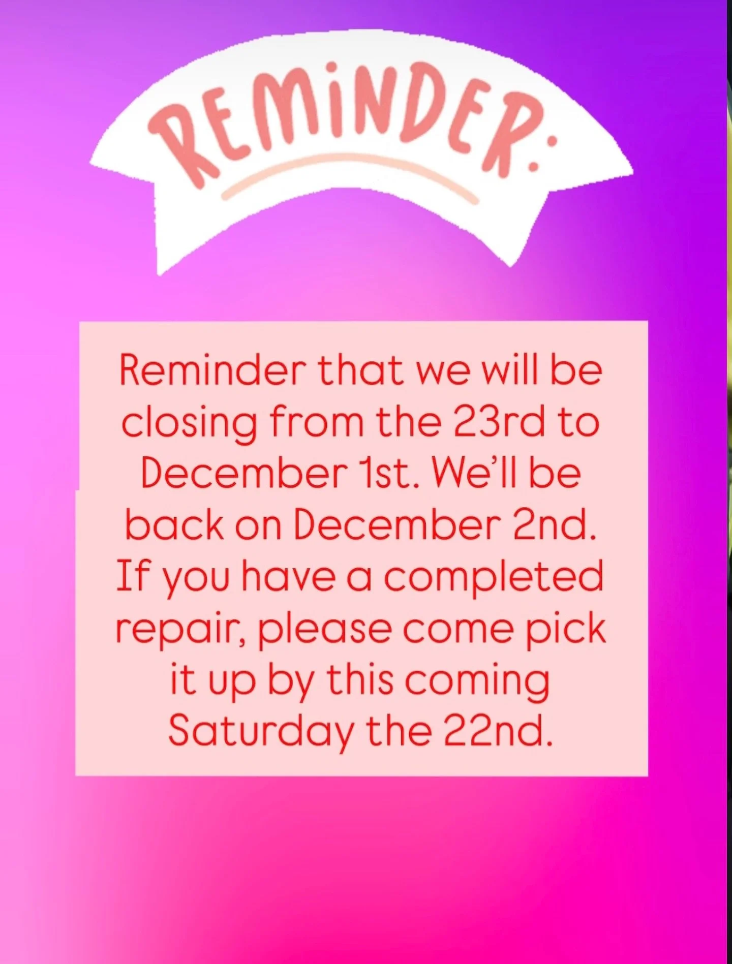 Come hang out this week! Also with all the noise around Black Friday snd cyber Monday, support your local independent businesses. Make gifts, buy secondhand and to hell with corporations trying to sell you garbage you don&rsquo;t need.