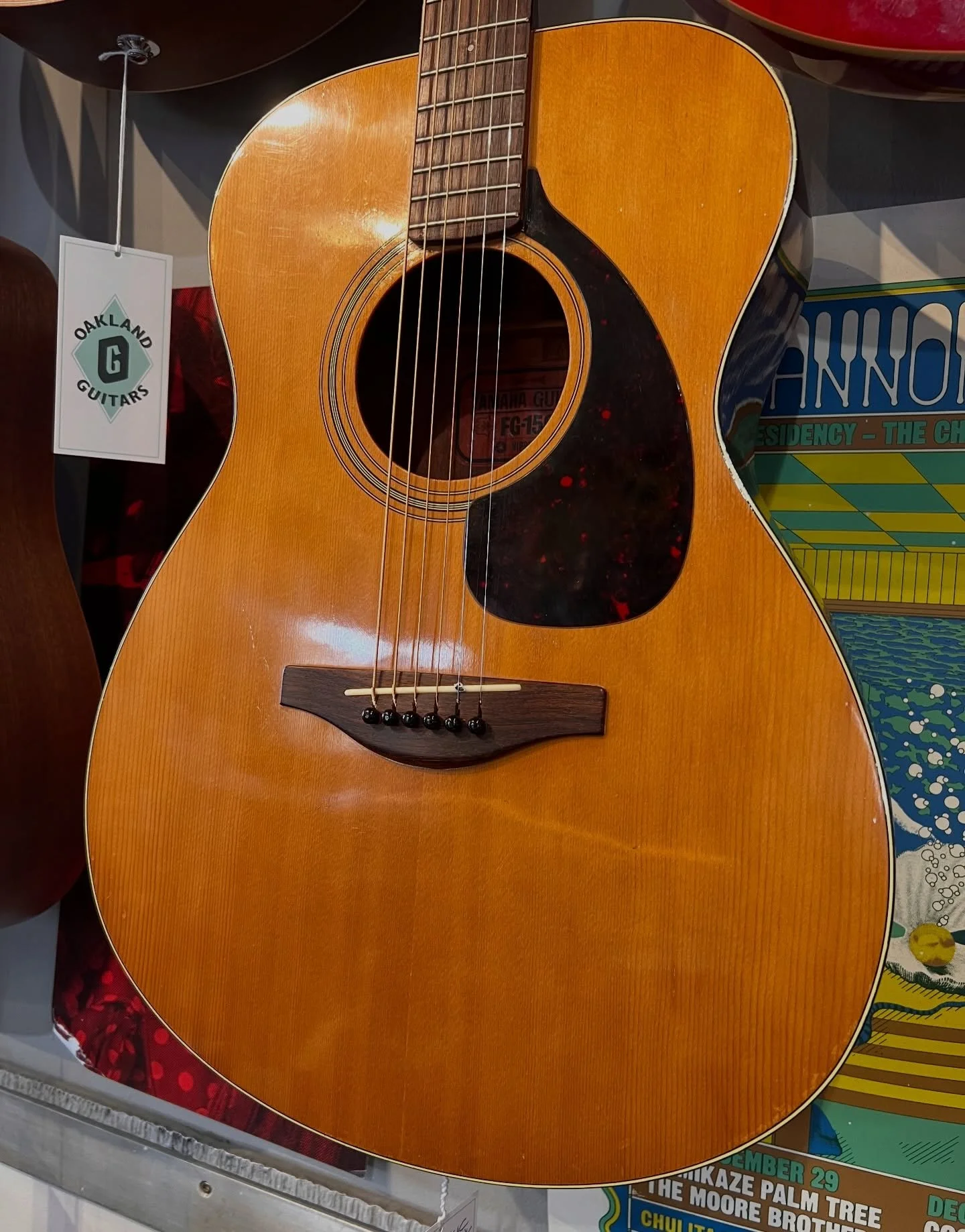 A pretty cool Red Label FG150 on the wall. Priced to move, plays great too!! Come play your favorite Elliot Smith song!!!