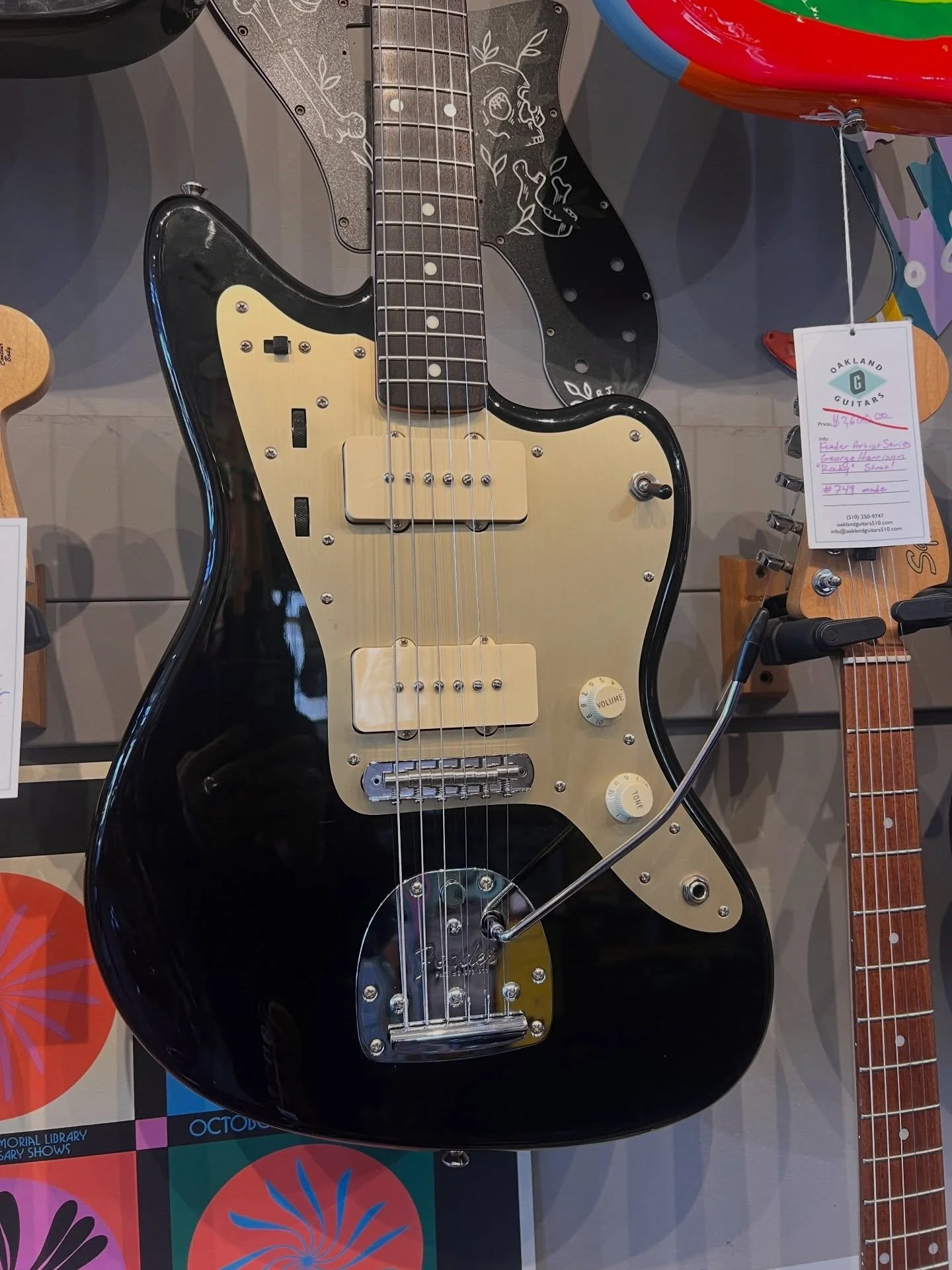 Happy Tuesday! Here&rsquo;s a badass MIJ Fender Jazzmaster that just hit the wall! Rockin some @lambertones_pickups Come play!!